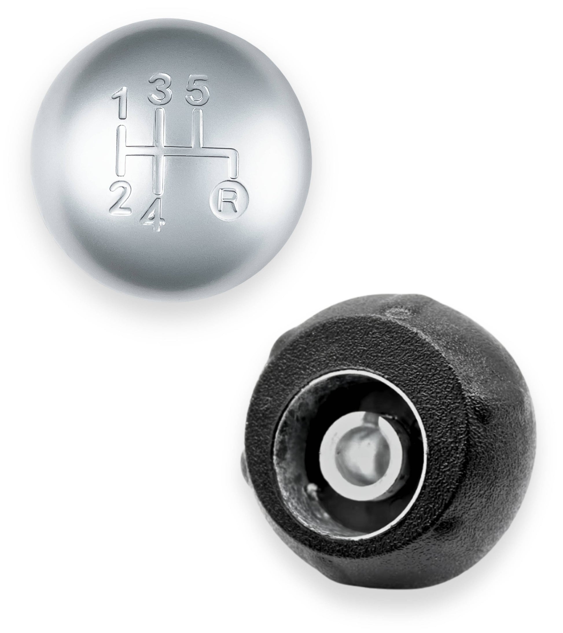 5 Speed ​​Gear Knob and Reverse Compatible with Fiat 500 500C 2007-2018 Silver