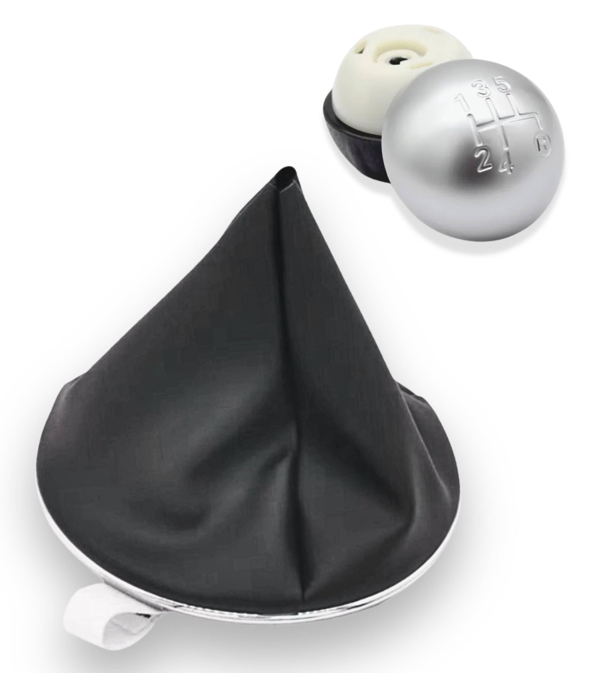 5 Speed ​​Gear Knob and Boot Kit Compatible with Fiat 500 500C 2007-2018 Knob Color Silver