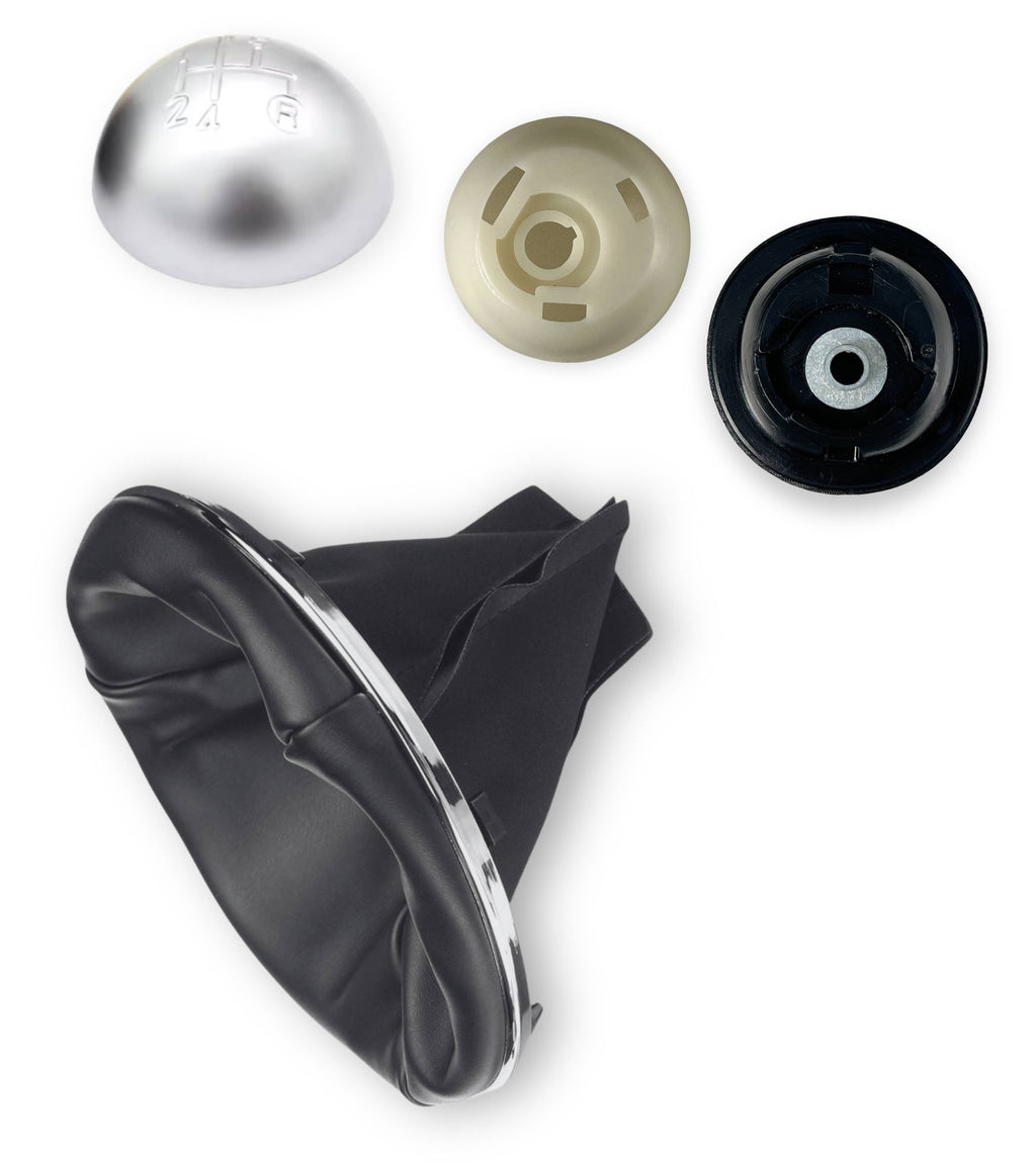 5 Speed ​​Gear Knob and Boot Kit Compatible with Fiat 500 500C 2007-2018 Knob Color Silver
