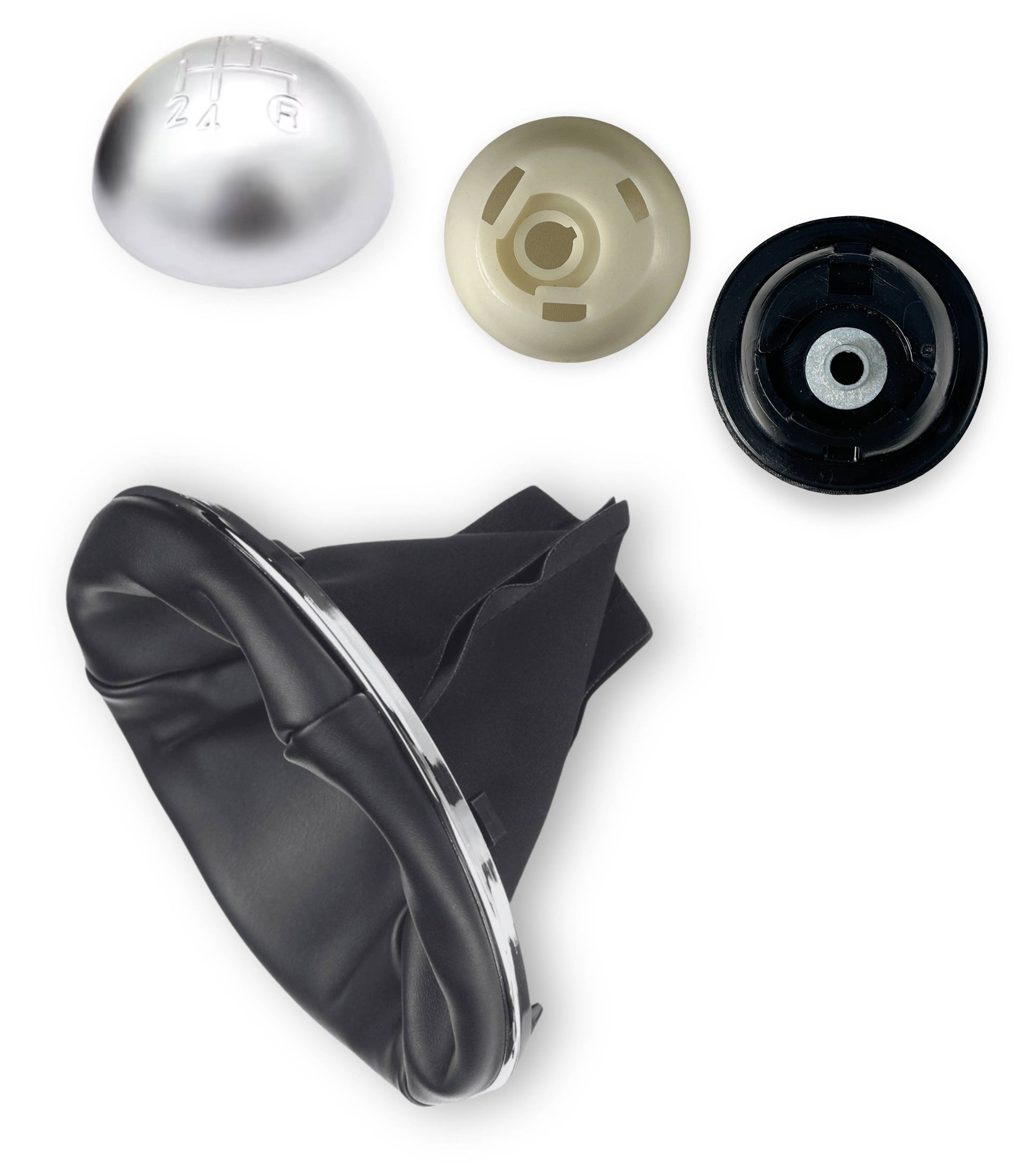 5 Speed ​​Gear Knob and Boot Kit Compatible with Fiat 500 500C 2007-2018 Knob Color Silver
