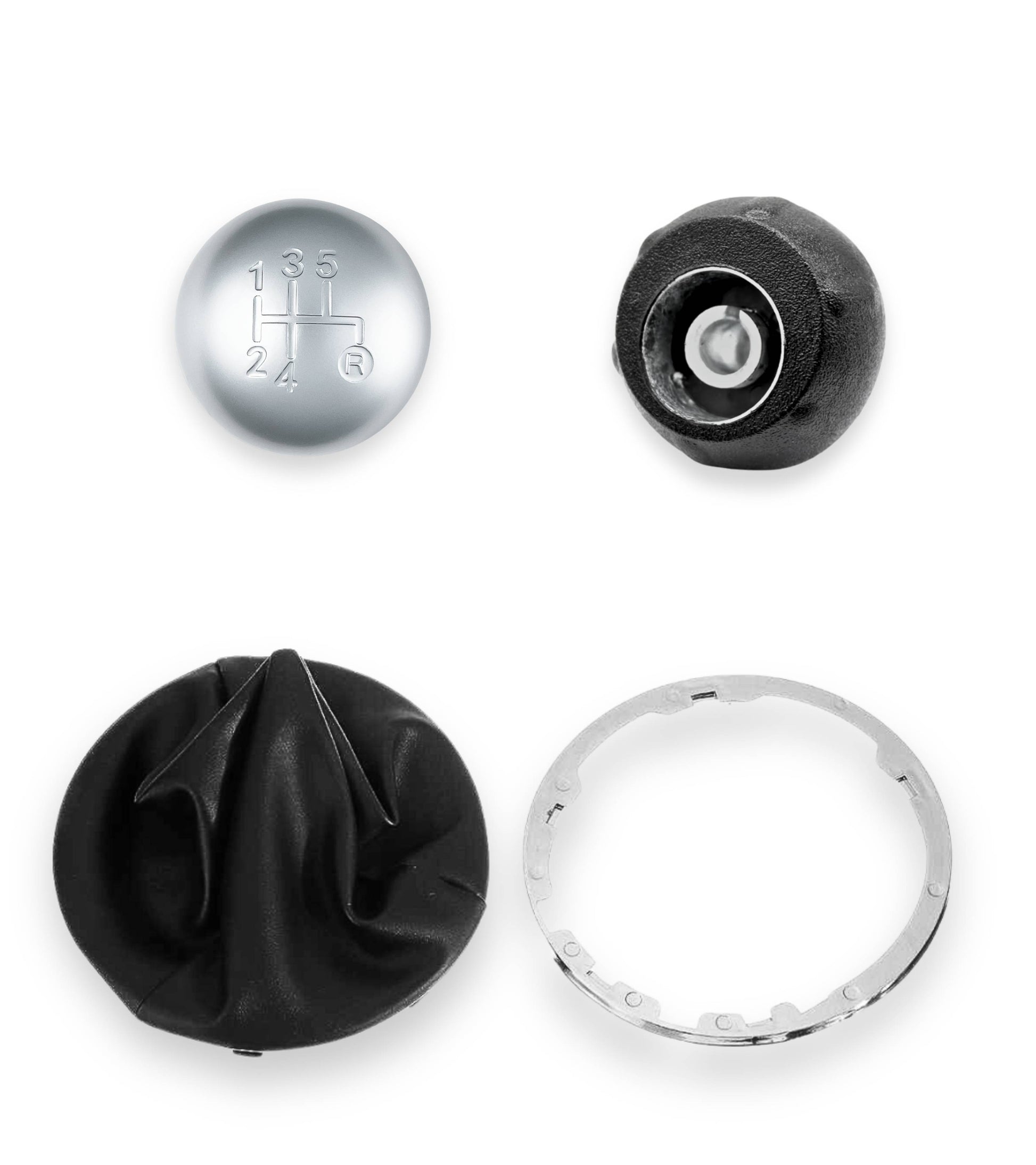 5 Speed ​​Gear Knob and Boot Kit Compatible with Fiat 500 500C 2007-2018 Knob Color Silver