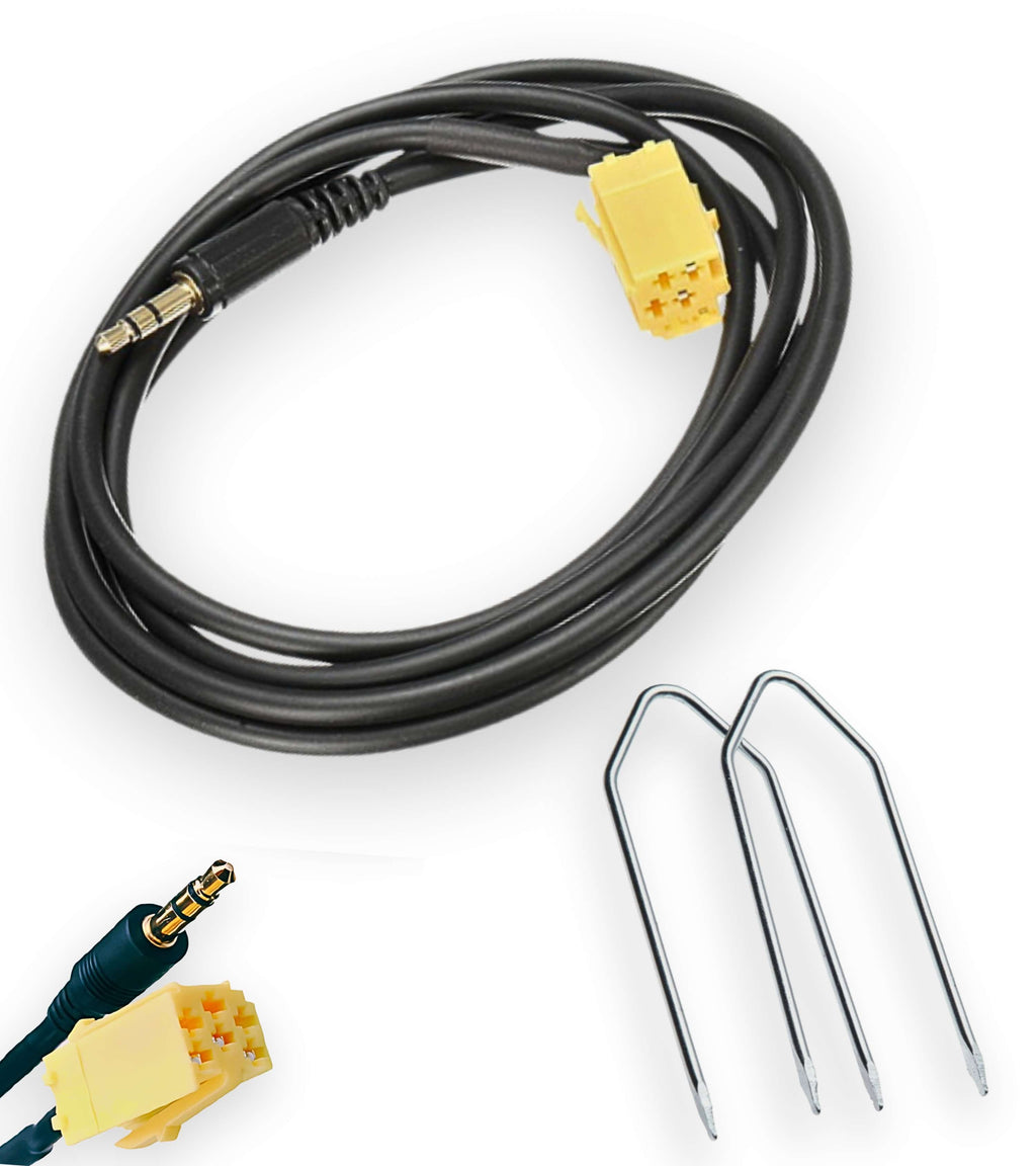 Aux Cable Compatible with Blaupunkt Radio, Compatible with Fiat Grande Punto, 500, Male Jack and Car Radio Extraction Kit