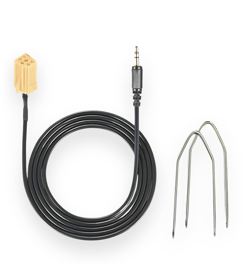 Aux Cable Compatible with Blaupunkt Radio, Compatible with Fiat Grande Punto, 500, Male Jack and Car Radio Extraction Kit