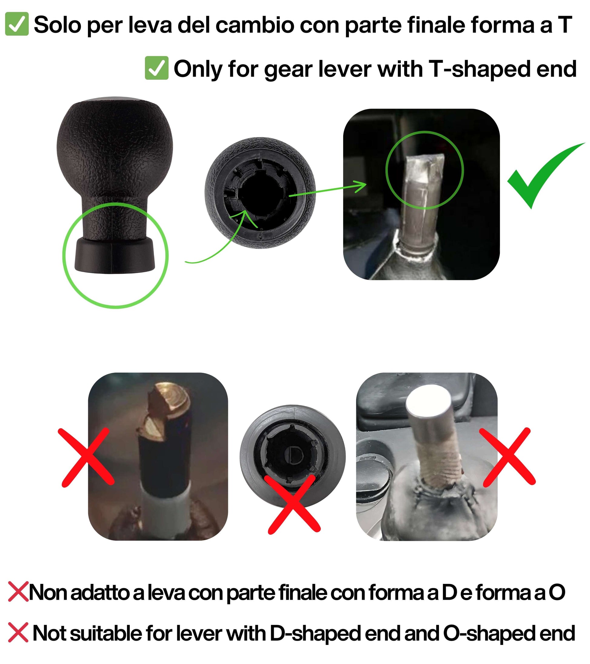 5 Speed ​​Gear Knob Compatible with Suzuki Swift 2005-2010, Suzuki ALTO 2009-2014, Fiat Sedici 2005-2013, OEM Code 28113M75J21-GJL, for T-Shaped Gear Shift Lever