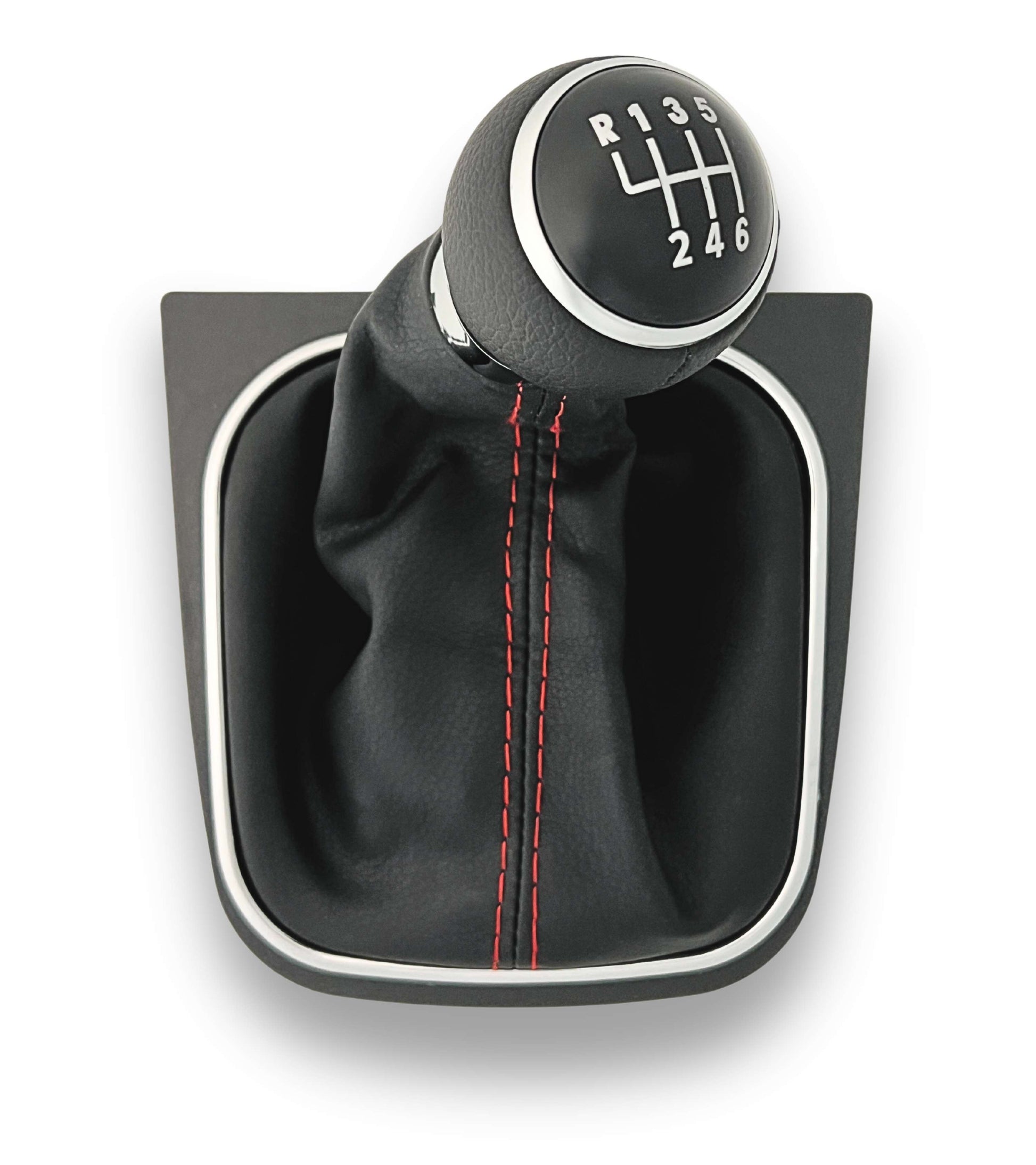1neiSmartech 6 Speed ​​Gear Knob and Boot Kit with Red Stitching for Gear Lever Compatible with Volkswagen Golf 5 2003-2008, Golf 6 2008-2012