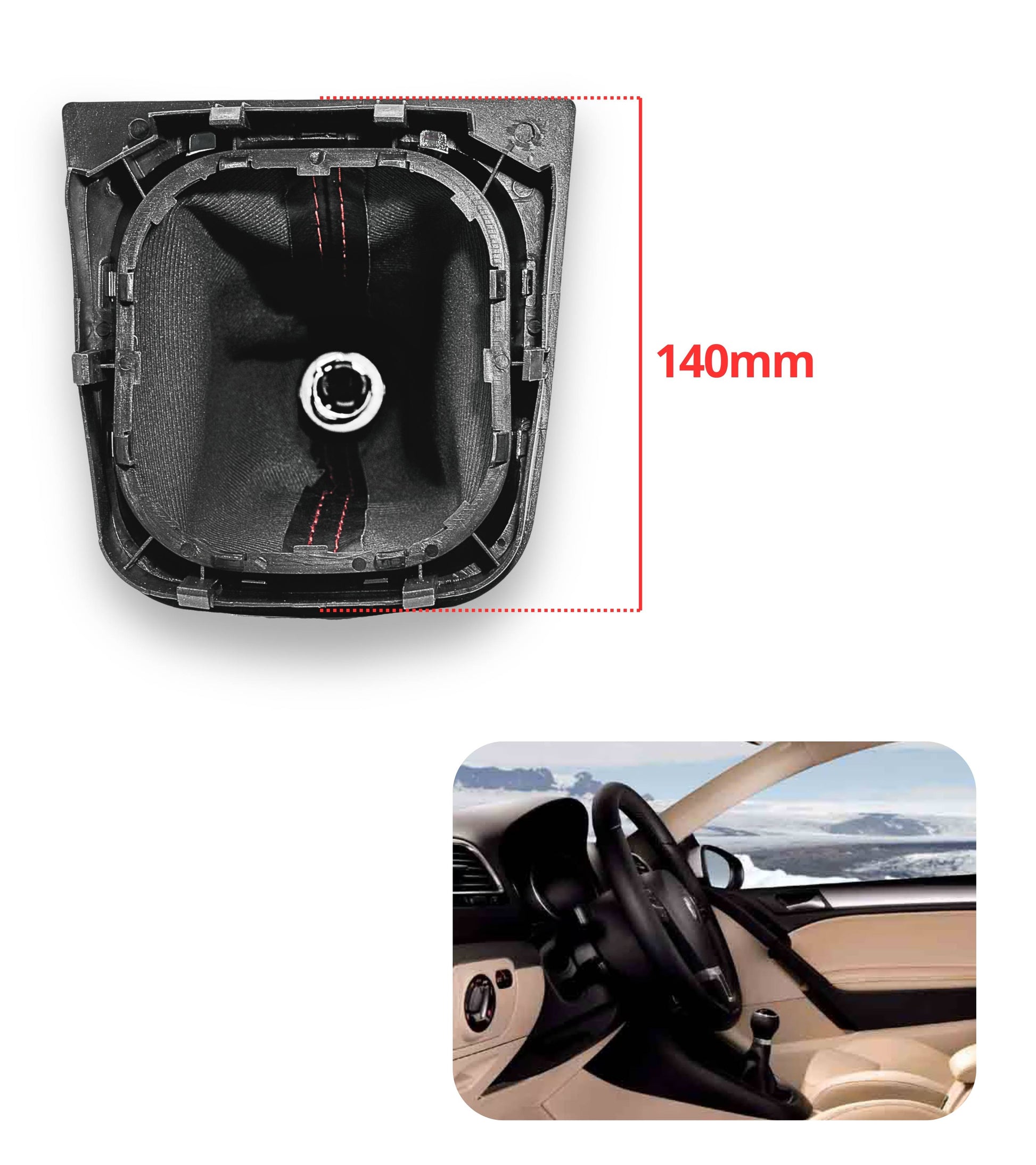 1neiSmartech 6 Speed ​​Gear Knob and Boot Kit with Red Stitching for Gear Lever Compatible with Volkswagen Golf 5 2003-2008, Golf 6 2008-2012