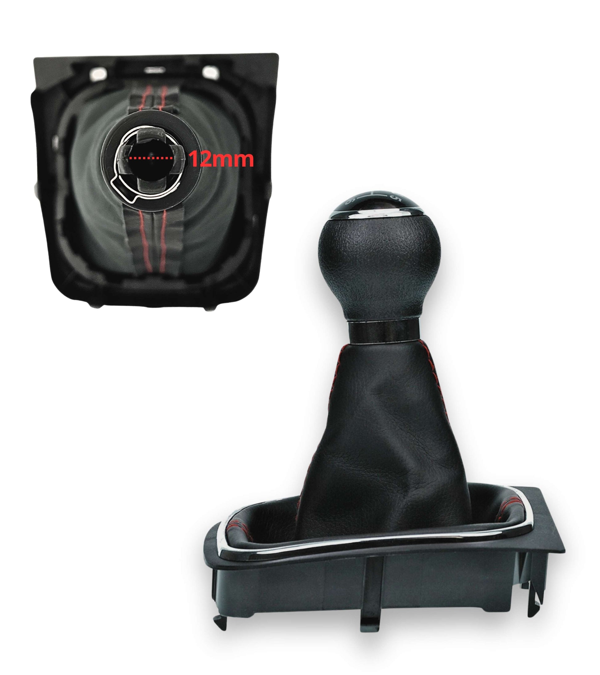 1neiSmartech 6 Speed ​​Gear Knob and Boot Kit with Red Stitching for Gear Lever Compatible with Volkswagen Golf 5 2003-2008, Golf 6 2008-2012