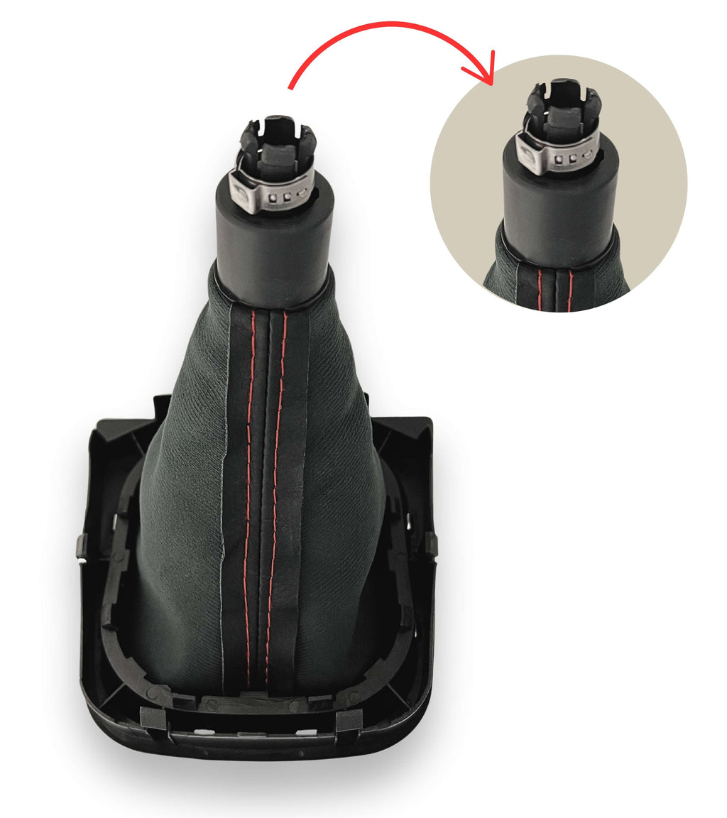1neiSmartech 6 Speed ​​Gear Knob and Boot Kit with Red Stitching for Gear Lever Compatible with Volkswagen Golf 5 2003-2008, Golf 6 2008-2012