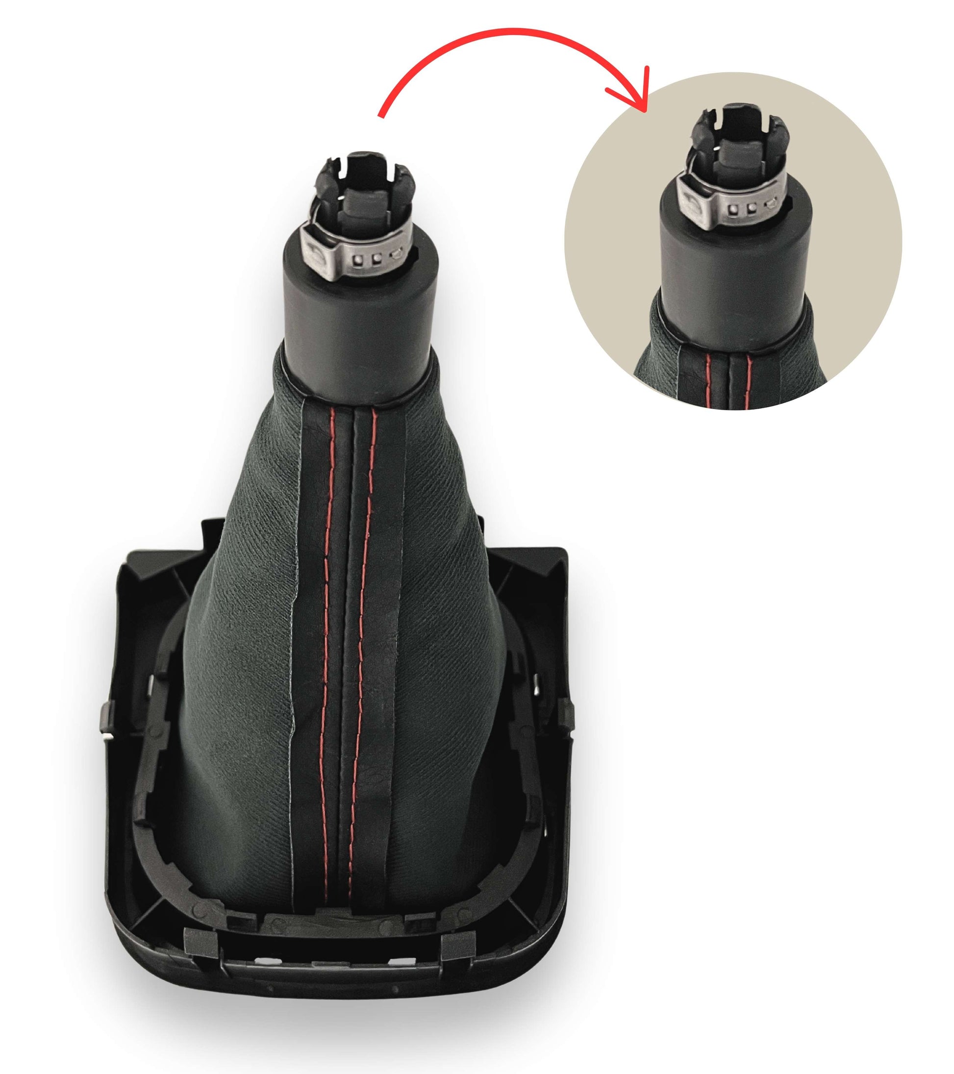 1neiSmartech 6 Speed ​​Gear Knob and Boot Kit with Red Stitching for Gear Lever Compatible with Volkswagen Golf 5 2003-2008, Golf 6 2008-2012