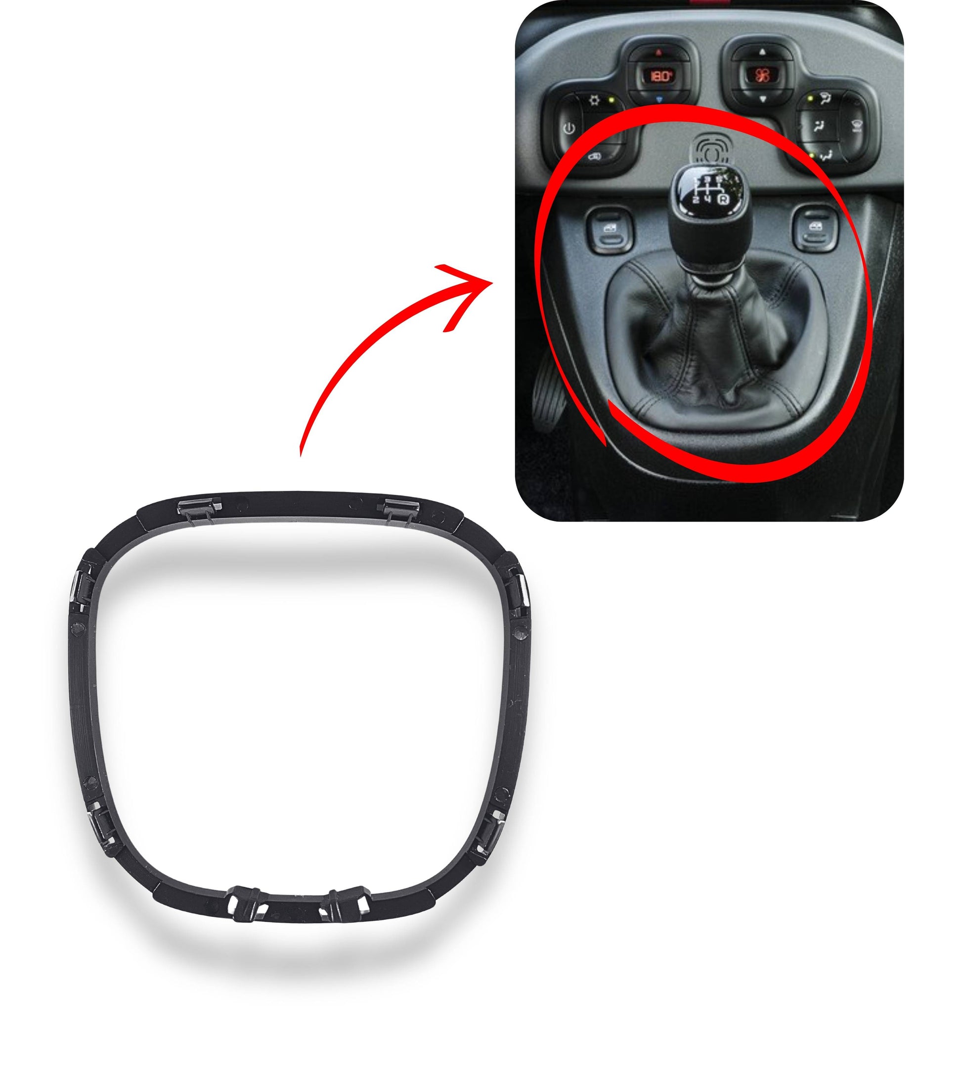 Gear Lever Retention Ring Compatible with Fiat Panda 319 2012+, 3rd Series, Gear Lever Boot Frame, OEM 142103122