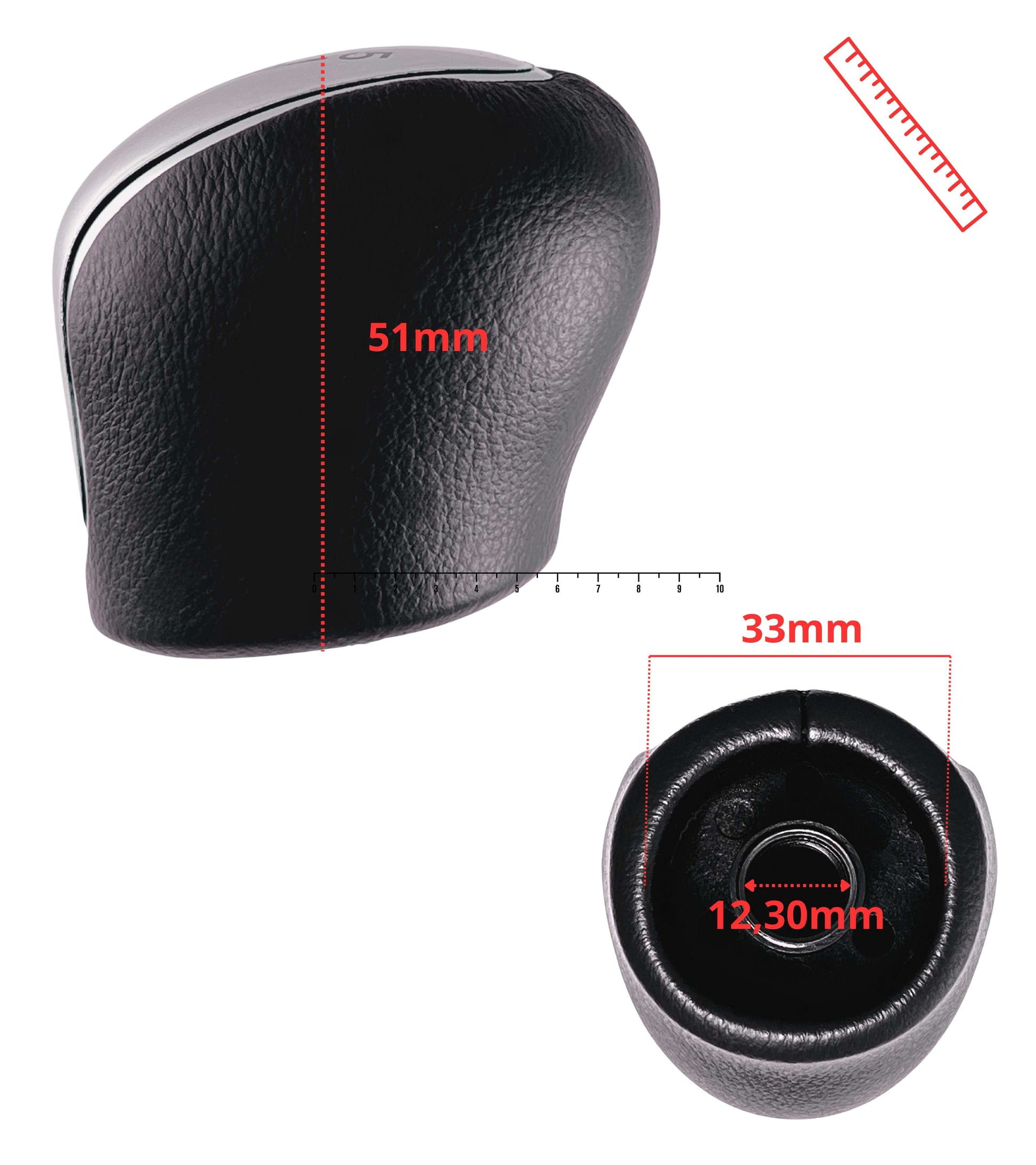 6 Speed ​​Manual Gear Shift Knob Silver Compatible with Ford C-Max, Focus Mk2 Mk3, Kuga, Mondeo IV, Galaxy, S-Max