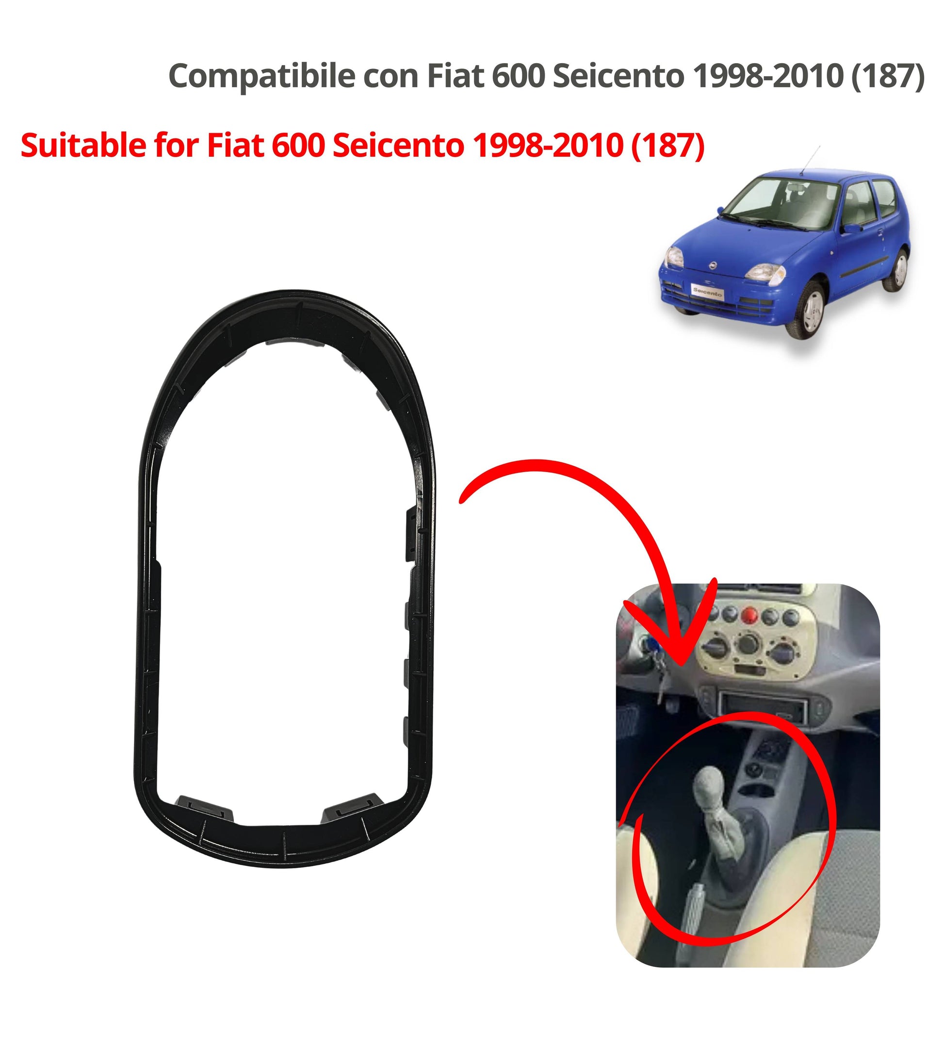 Gear Lever Retention Ring Compatible with Fiat 600 Seicento 1998-2010 (187), Gear Lever Boot Frame