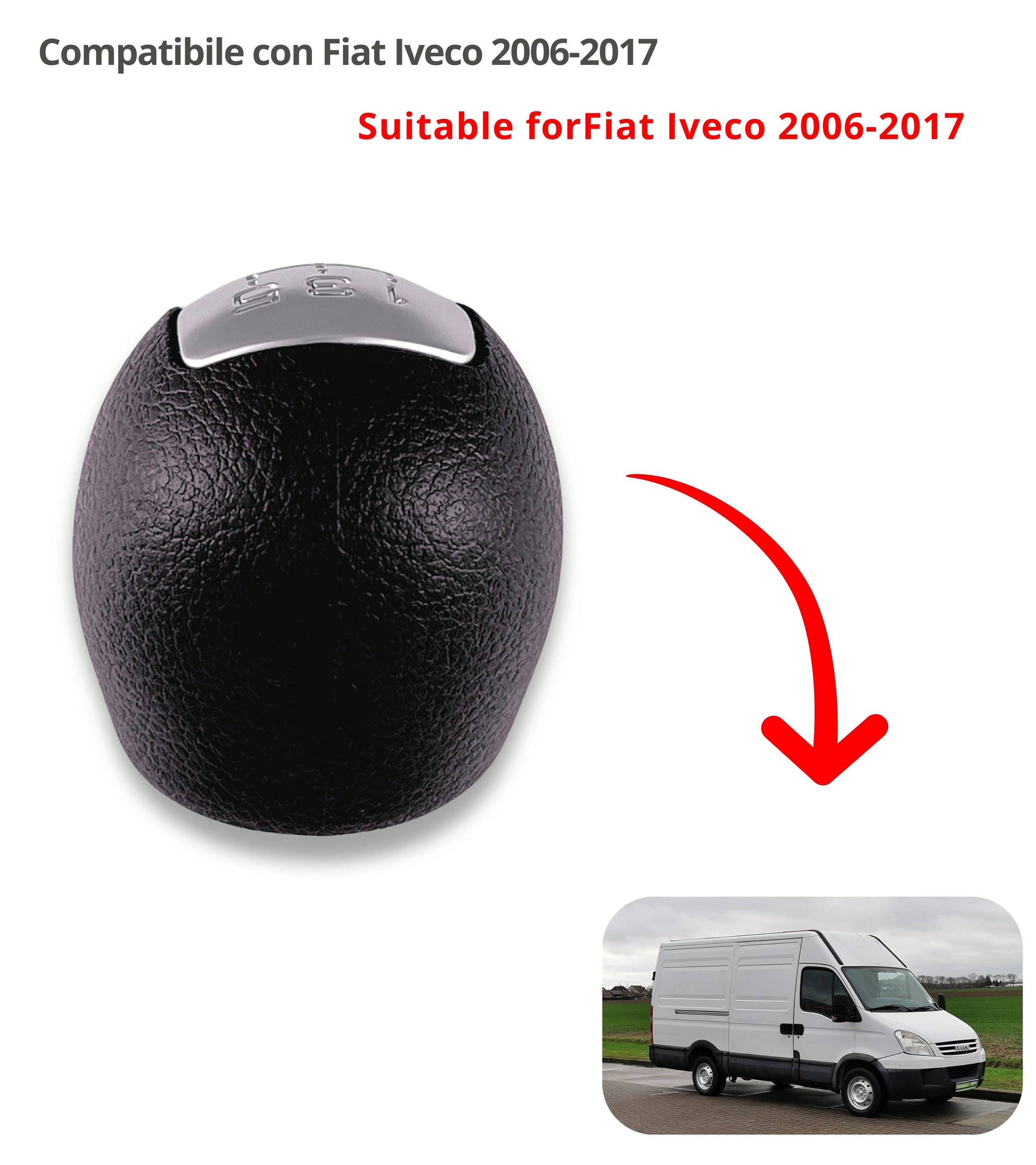 Pomello Leva Cambio 5 Marce Compatibile con Iveco Daily 2006-2017, Compatibile con codice Oem 42561576
