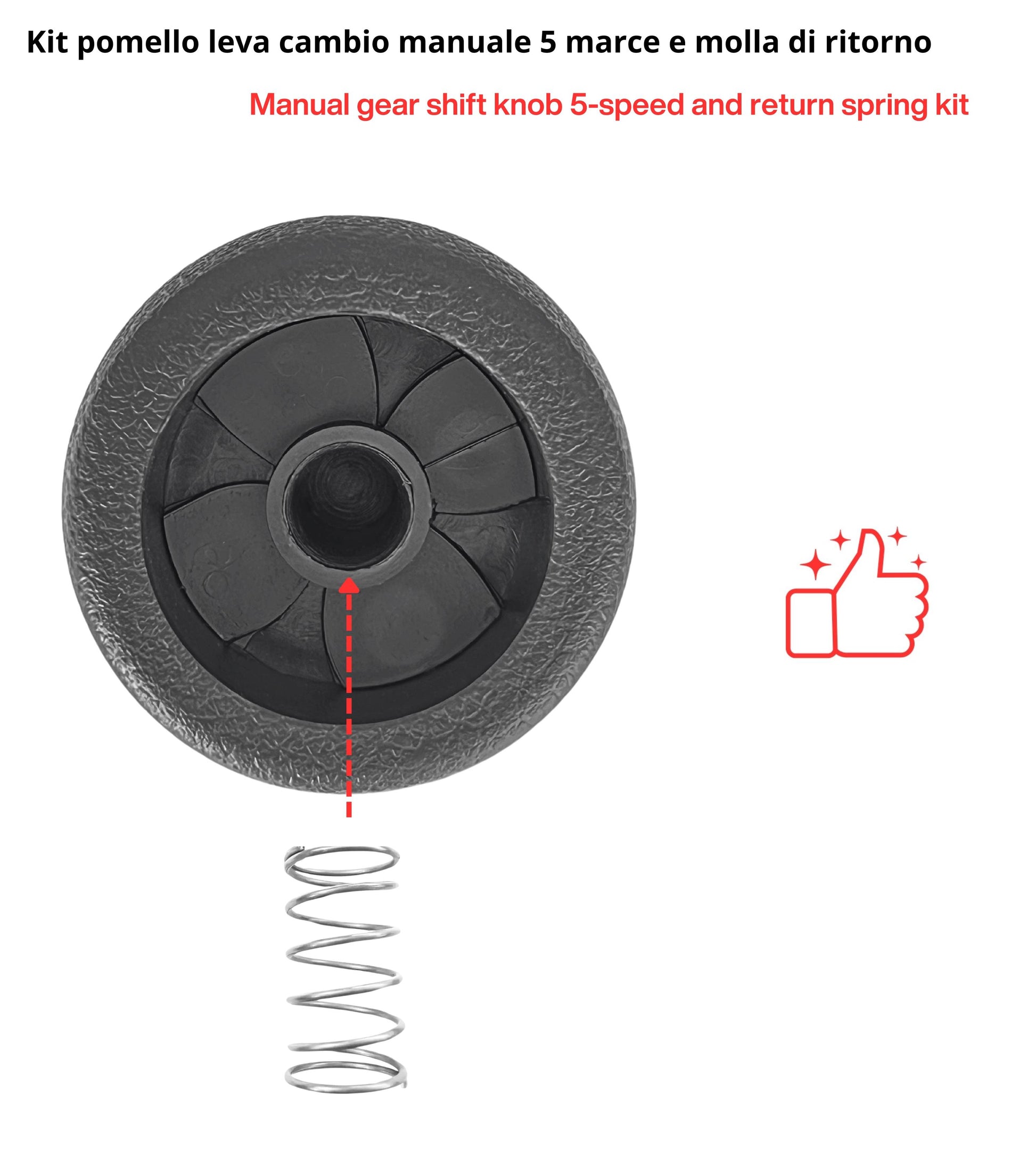 5 Speed ​​Gear Shift Knob &amp; Return Spring Compatible with Alfa Romeo 147 2000-2013, 156 1997-2005, GT 2003-2010