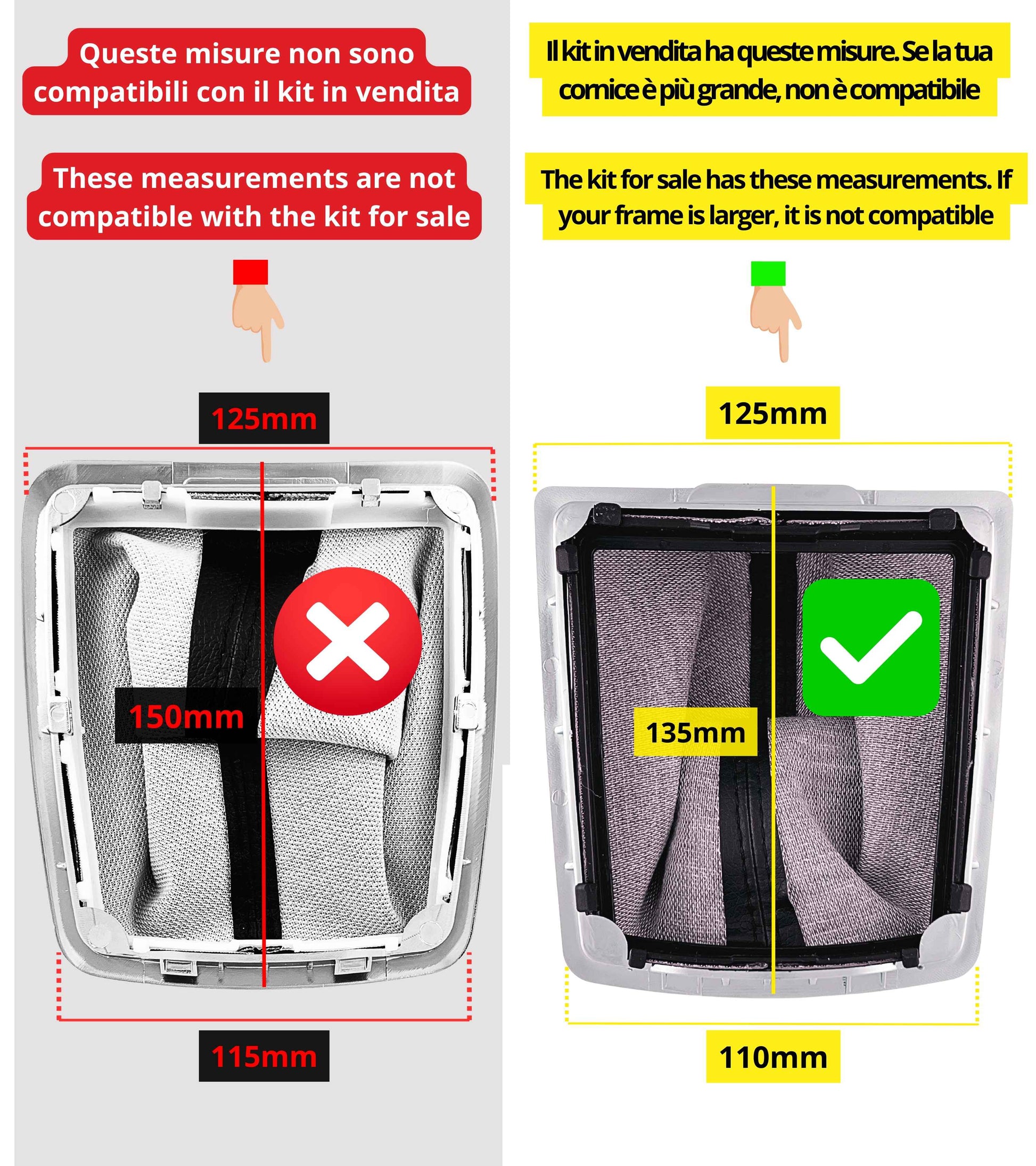 Gear Shift Gaiter Frame Kit - Compatible with Ford Focus MK2 MKII 2004-2009, Only for OEM 4M51A045B79 - Small Frame