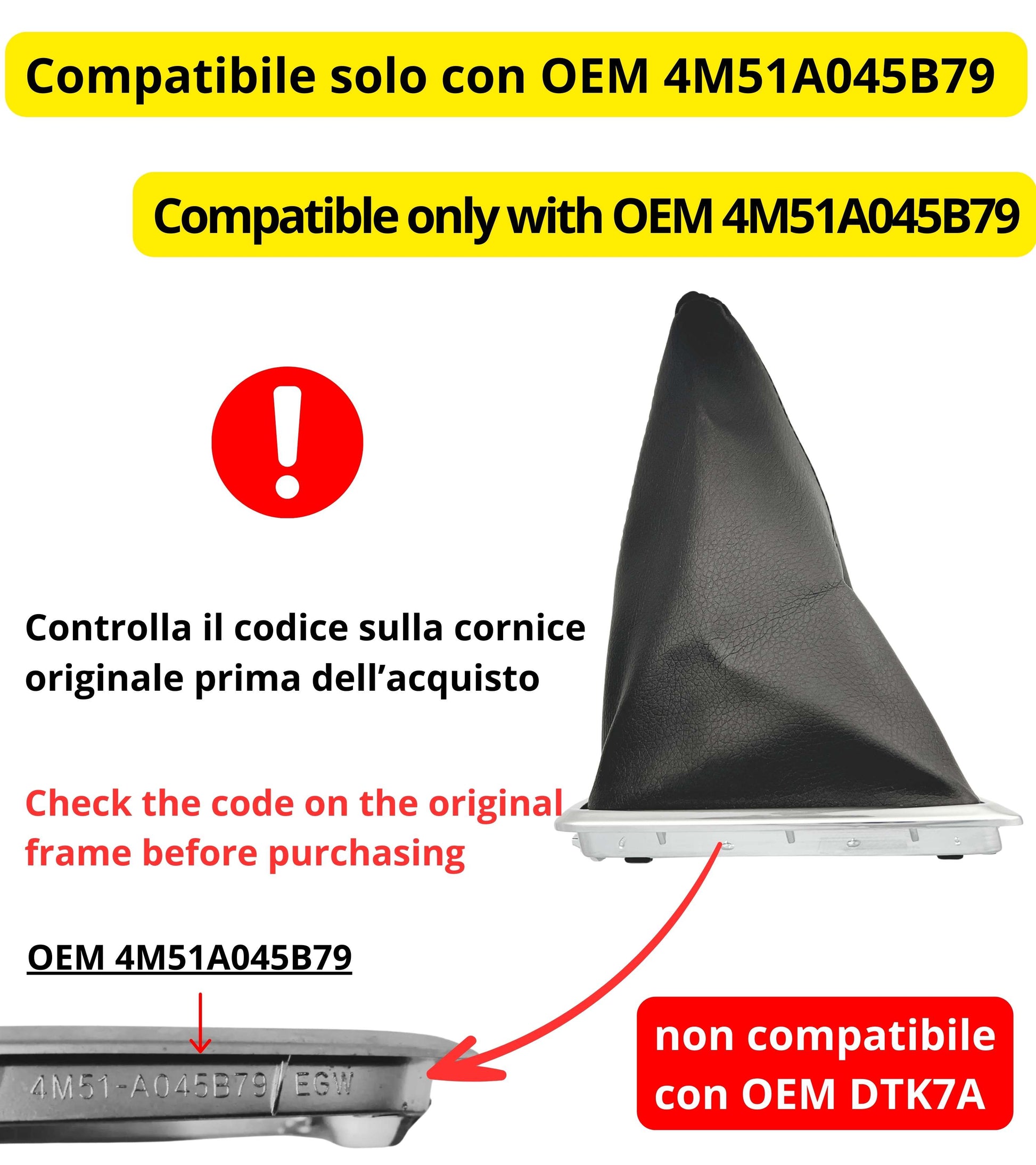 Gear Shift Gaiter Frame Kit - Compatible with Ford Focus MK2 MKII 2004-2009, Only for OEM 4M51A045B79 - Small Frame