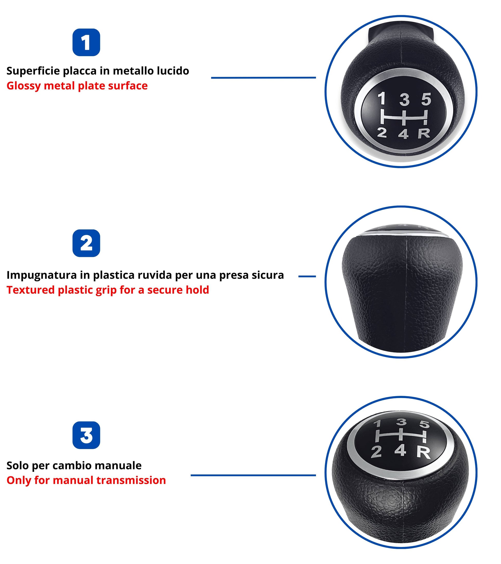 5 Speed ​​Gear Knob with Adapter Compatible with Peugeot 106 107 205 206 207 301 307 and Citroen C2 C3 C4 C5 Picasso Saxo Elysee