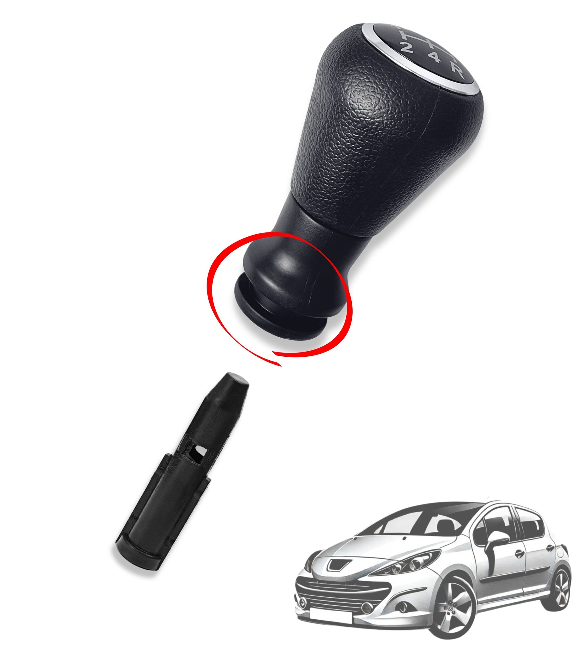 5 Speed ​​Gear Knob with Adapter Compatible with Peugeot 106 107 205 206 207 301 307 and Citroen C2 C3 C4 C5 Picasso Saxo Elysee