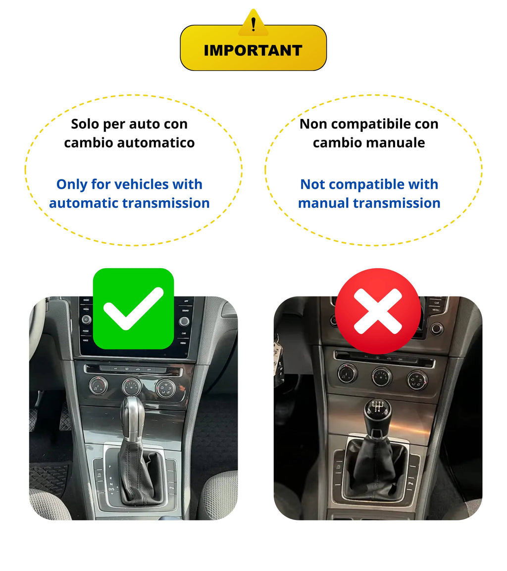 Cornice per Cuffia Leva Cambio Automatico, Colore Argento Satinato, Compatibile con Volkswagen Golf 7 e Golf 7.5 (VII) 2012-2020, Solo Guida a Sinistra (LHD)