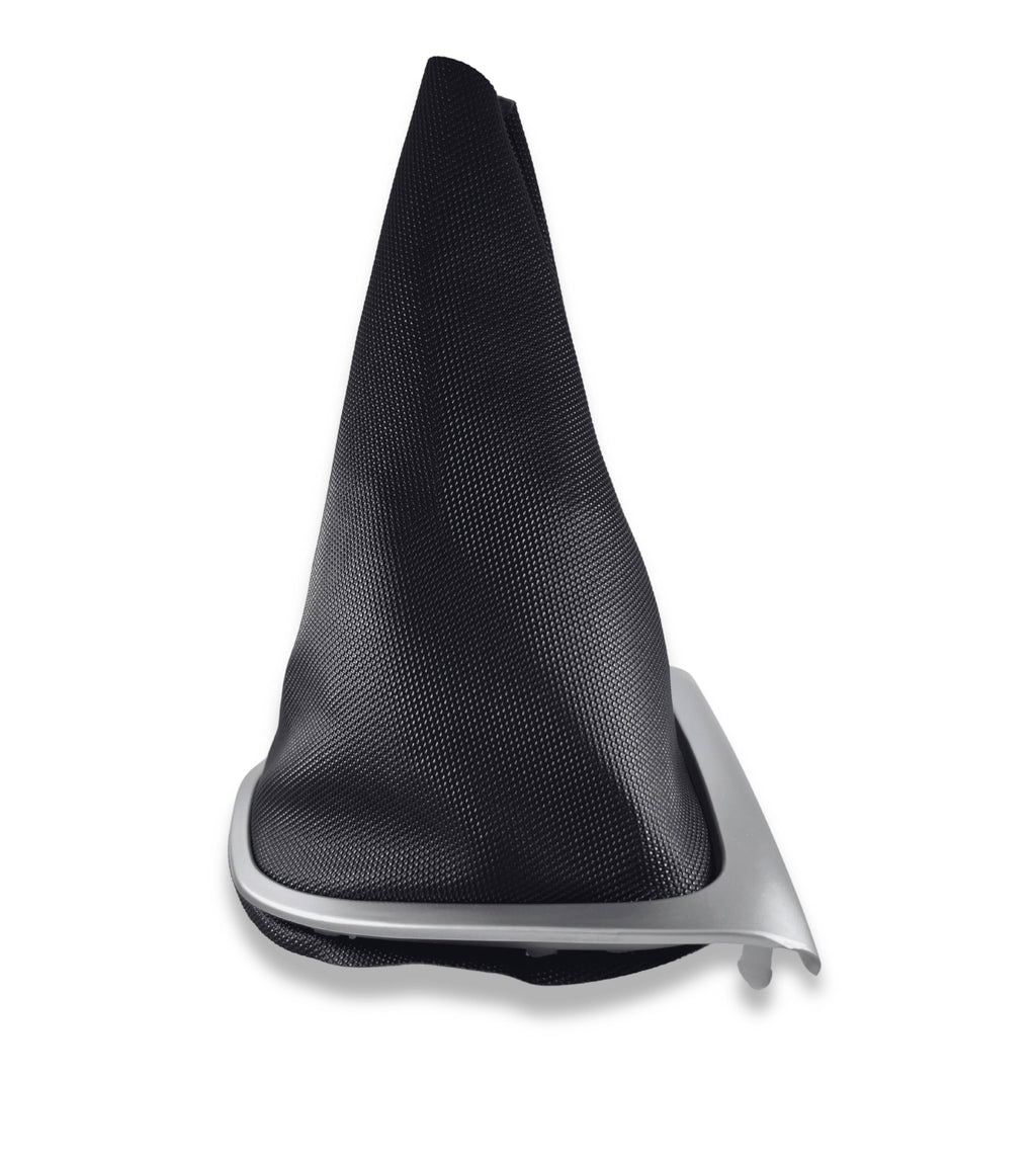 Kit Cuffia Cambio Nera con Cornice Argento/Grigio e Ghiera di Ritenzione – Compatibile con Renault Clio IV (2012-2020) – Trama a Nido d'Ape