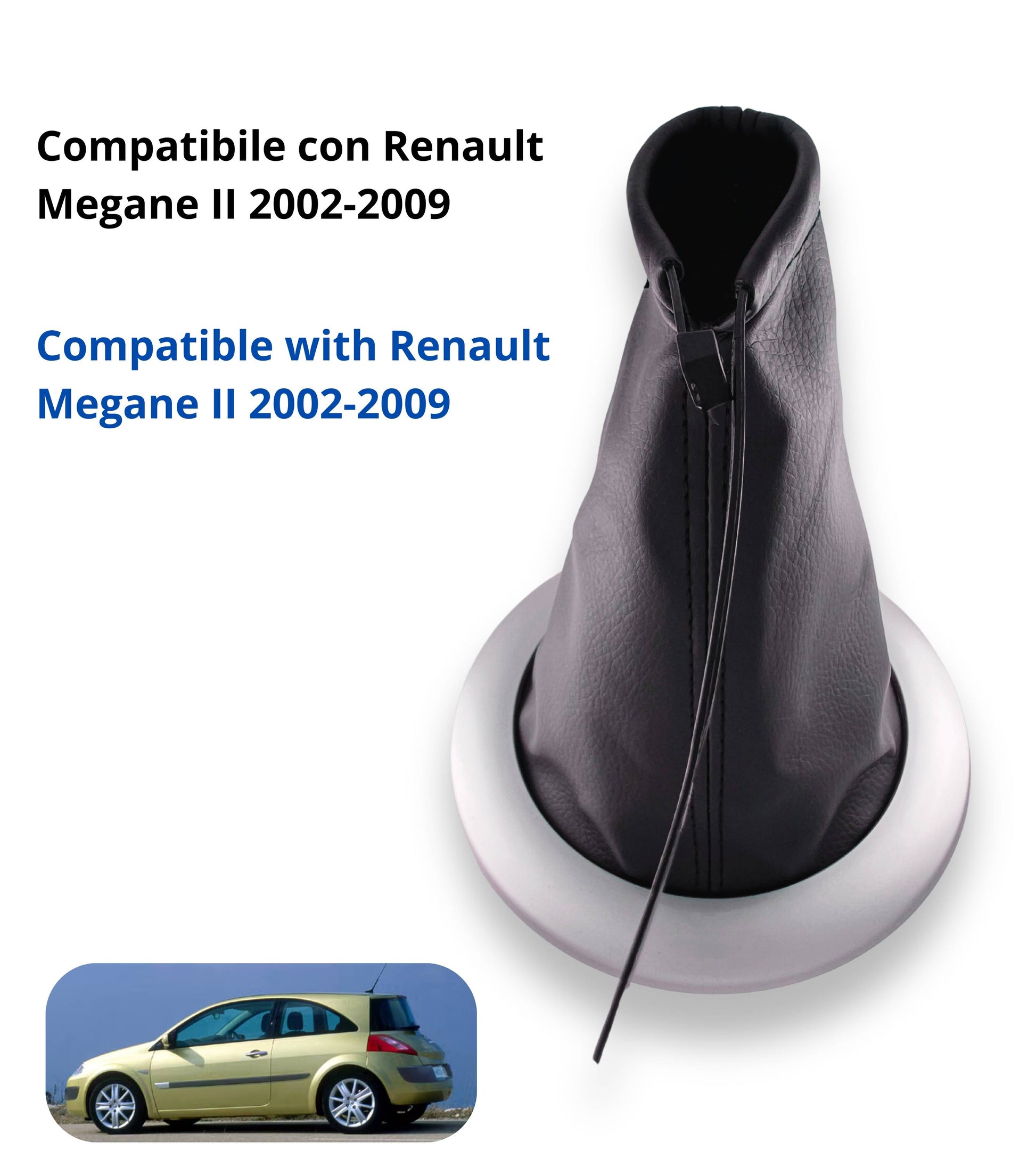 Kit Cuffia Cambio con Cornice Argento Satinato e Ghiera di Ritenzione, Compatibile con Renault Megane Ii 2002-2009, Oem 8200454976 8200079096