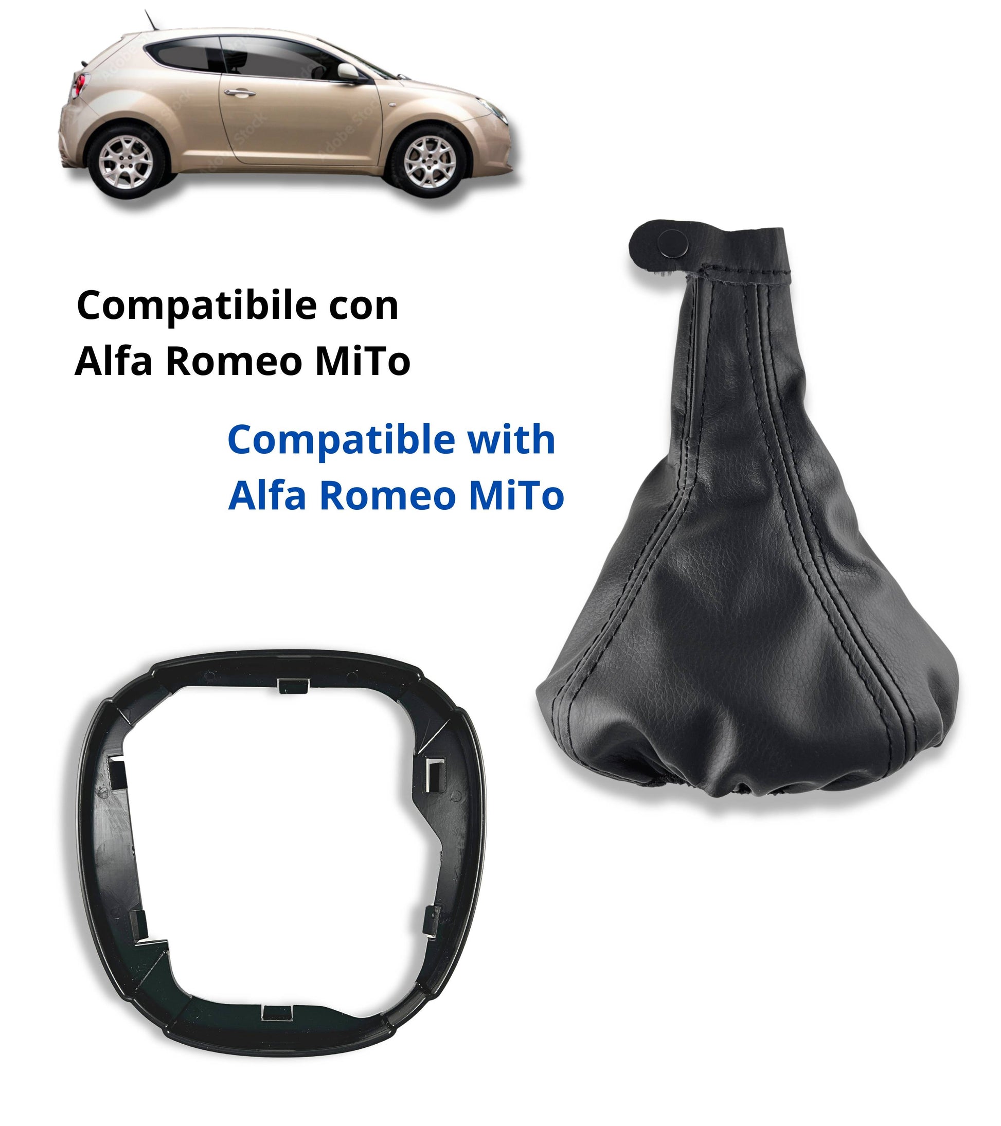 Gear Shift Boot with Retention Ring Compatible with Alfa Romeo MiTo from 2008 OEM 156088073 