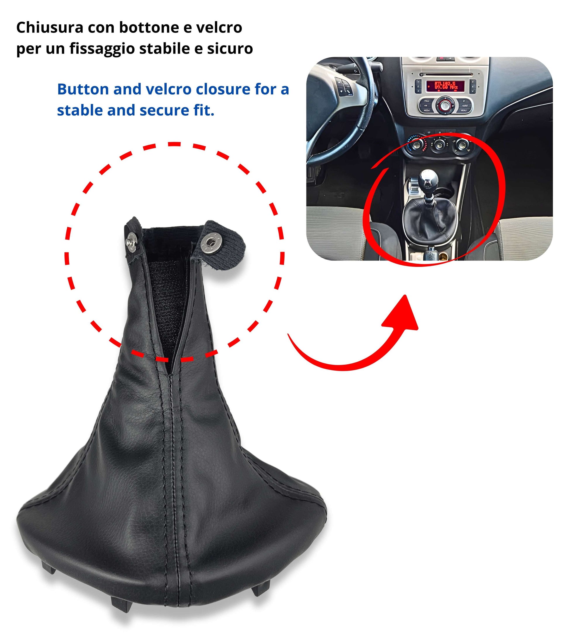 Gear Shift Boot with Retention Ring Compatible with Alfa Romeo MiTo from 2008 OEM 156088073 