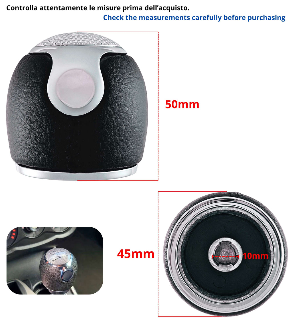 5 Speed ​​Gear Knob Kit with Black Cap and Ring Compatible with Alfa Romeo MiTo from 2008 OEM 55344848 and 156088073 