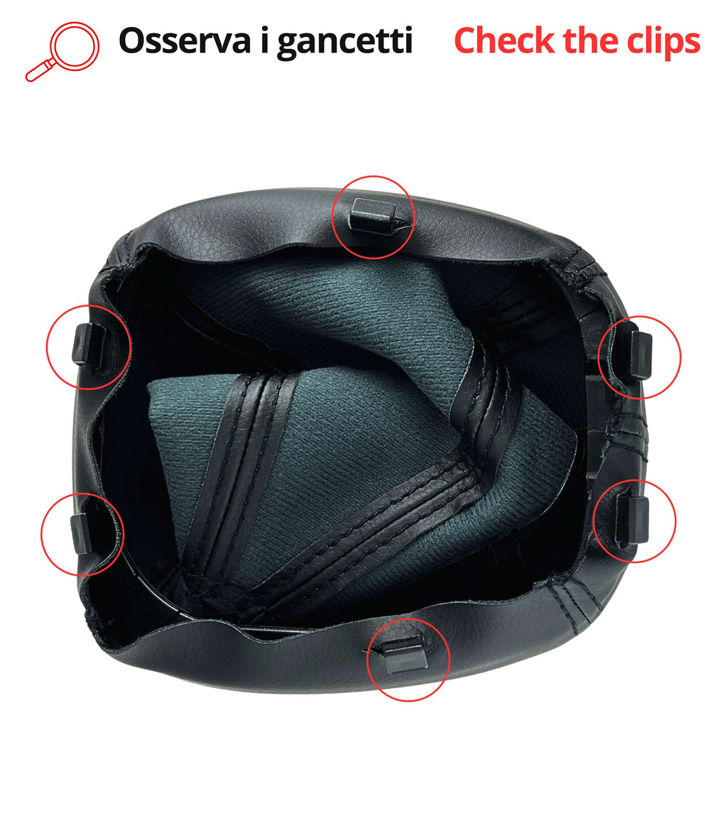 Black Gear Shift Boot with Retention Ring Compatible with Fiat 500L from 2012 to 2017, OEM 735576477