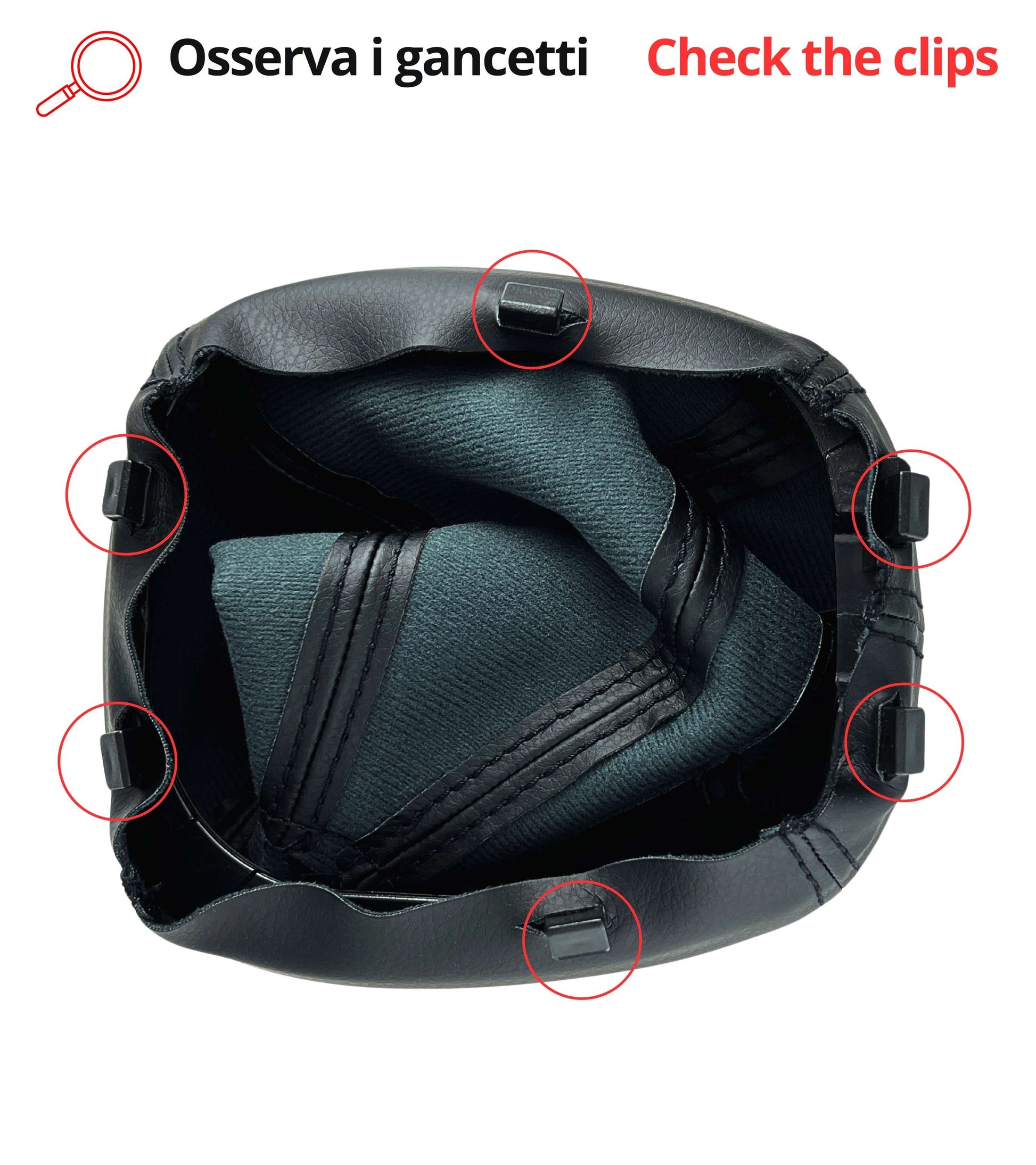 Black Gear Shift Boot with Retention Ring Compatible with Fiat 500L from 2012 to 2017, OEM 735576477