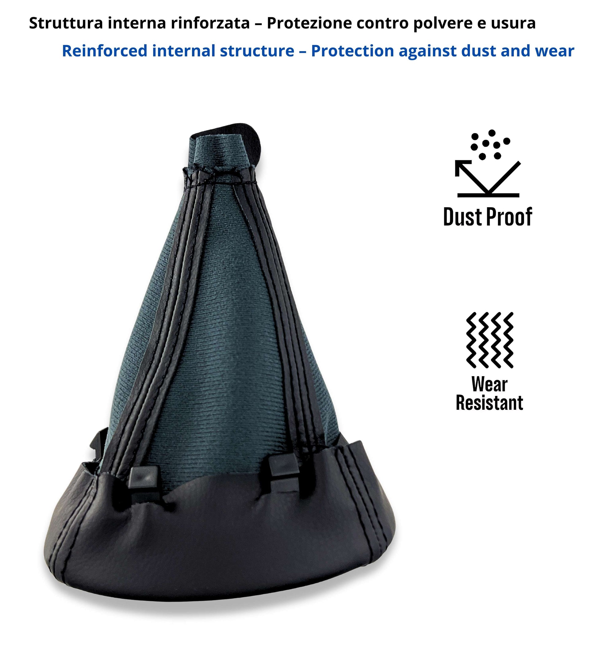 Black Gear Shift Boot with Retention Ring Compatible with Fiat 500L from 2012 to 2017, OEM 735576477