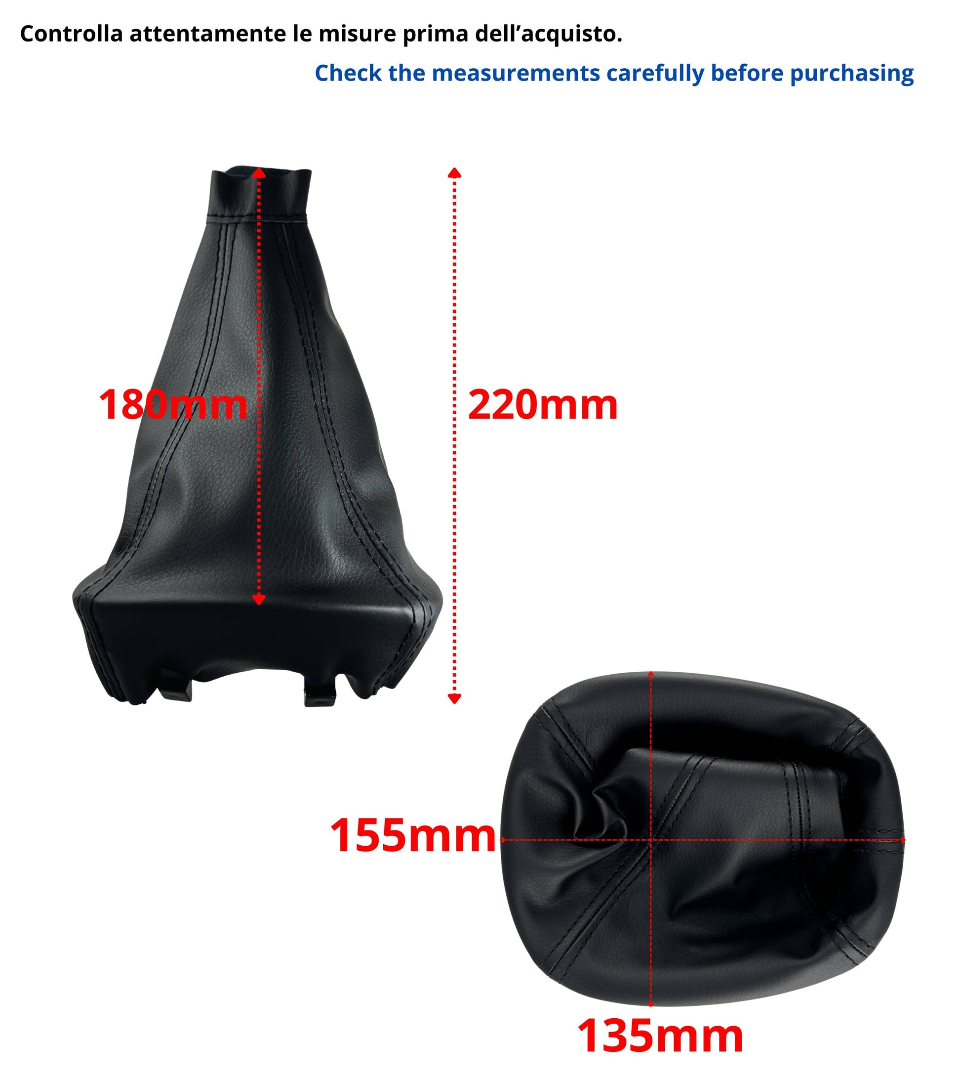 Black Gear Shift Boot with Retention Ring Compatible with Fiat 500L from 2012 to 2017, OEM 735576477