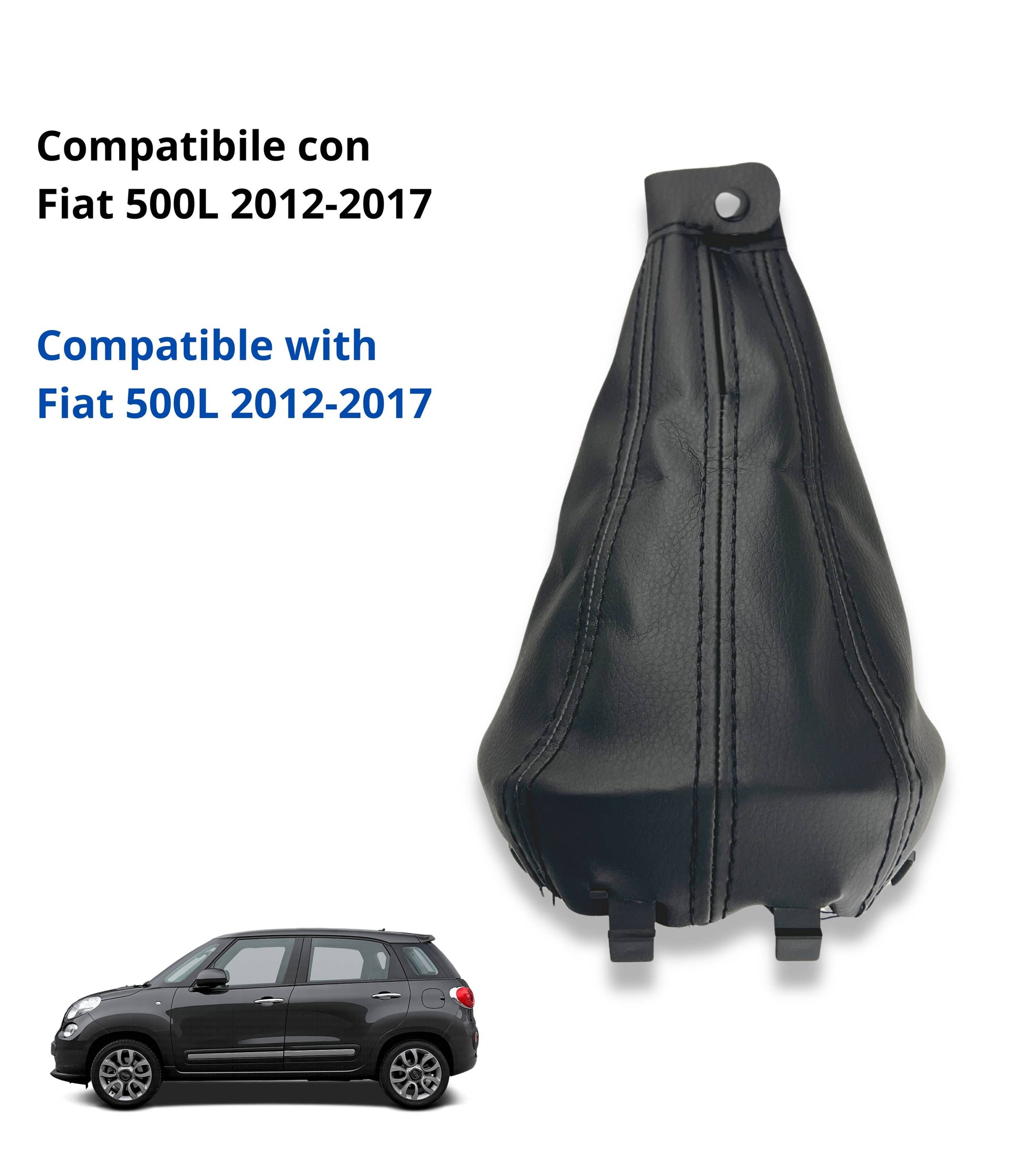 Black Gear Shift Boot with Retention Ring Compatible with Fiat 500L from 2012 to 2017, OEM 735576477