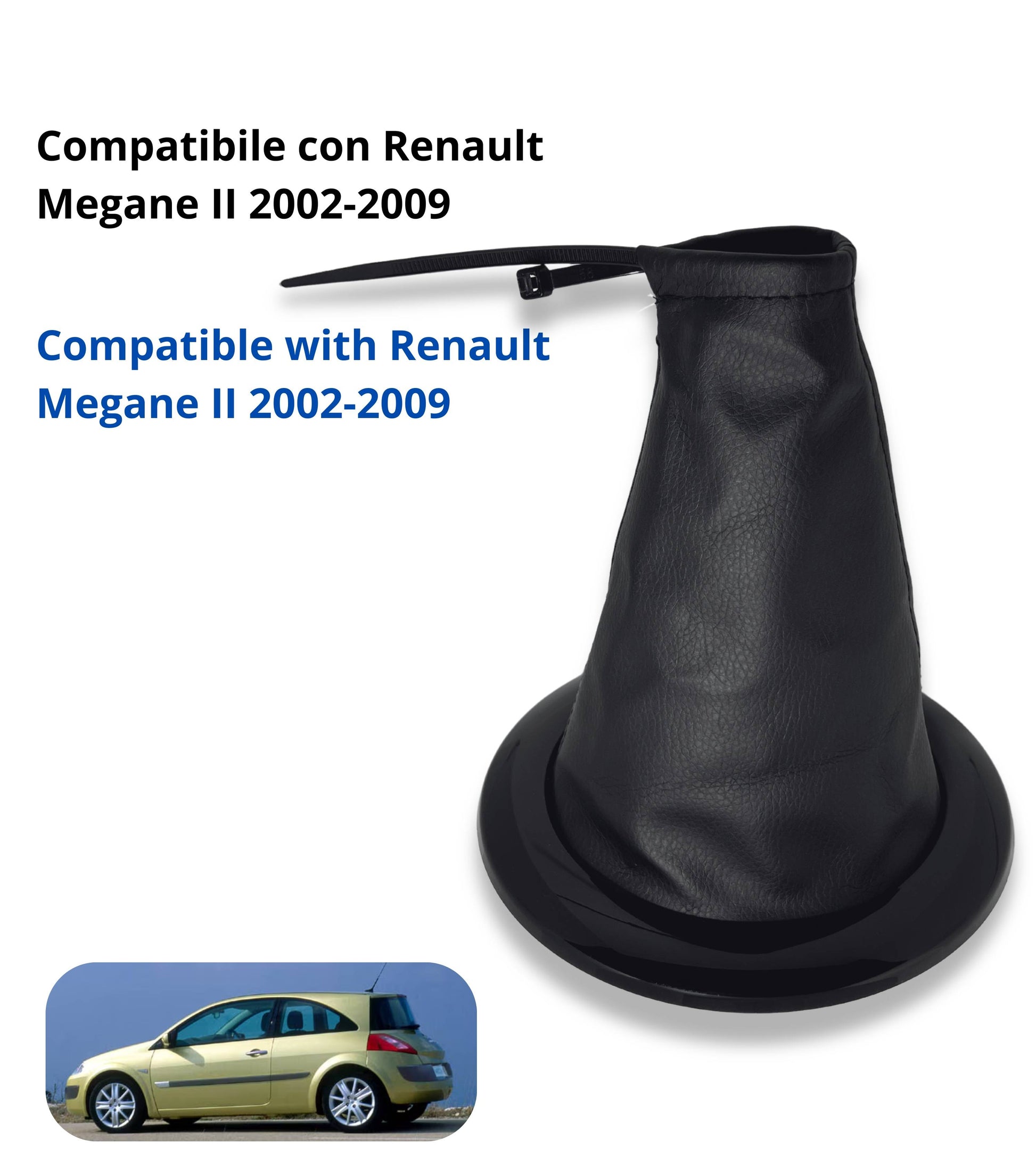 Kit Cuffia Nera Cambio con Cornice Nera e Ghiera di Ritenzione, Compatibile con Renault Megane Ii 2002-2009, Oem 8200454975 8200079096