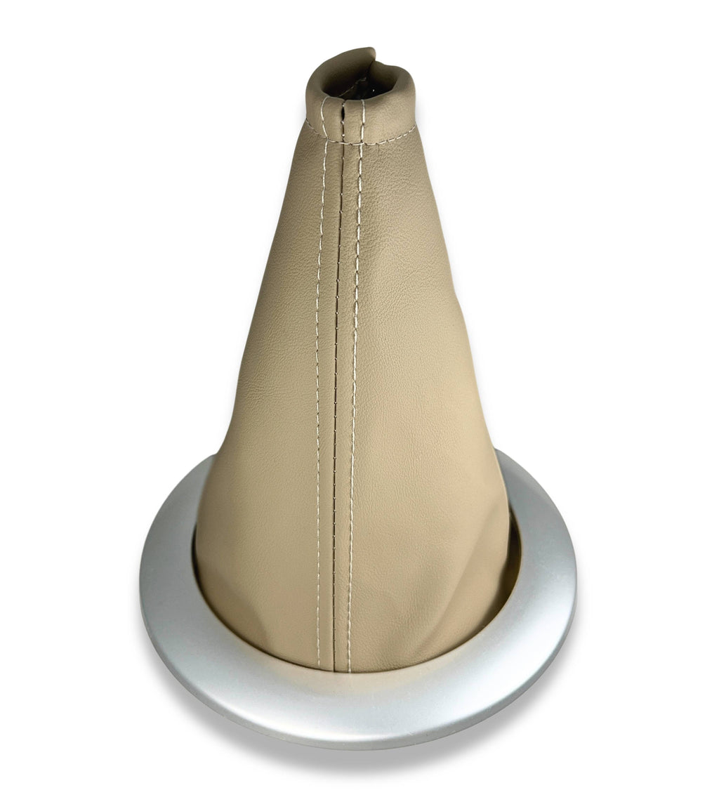 Kit Cuffia Beige Cambio con Cornice Argento e Ghiera di Ritenzione, Compatibile con Renault Megane Ii 2002-2009