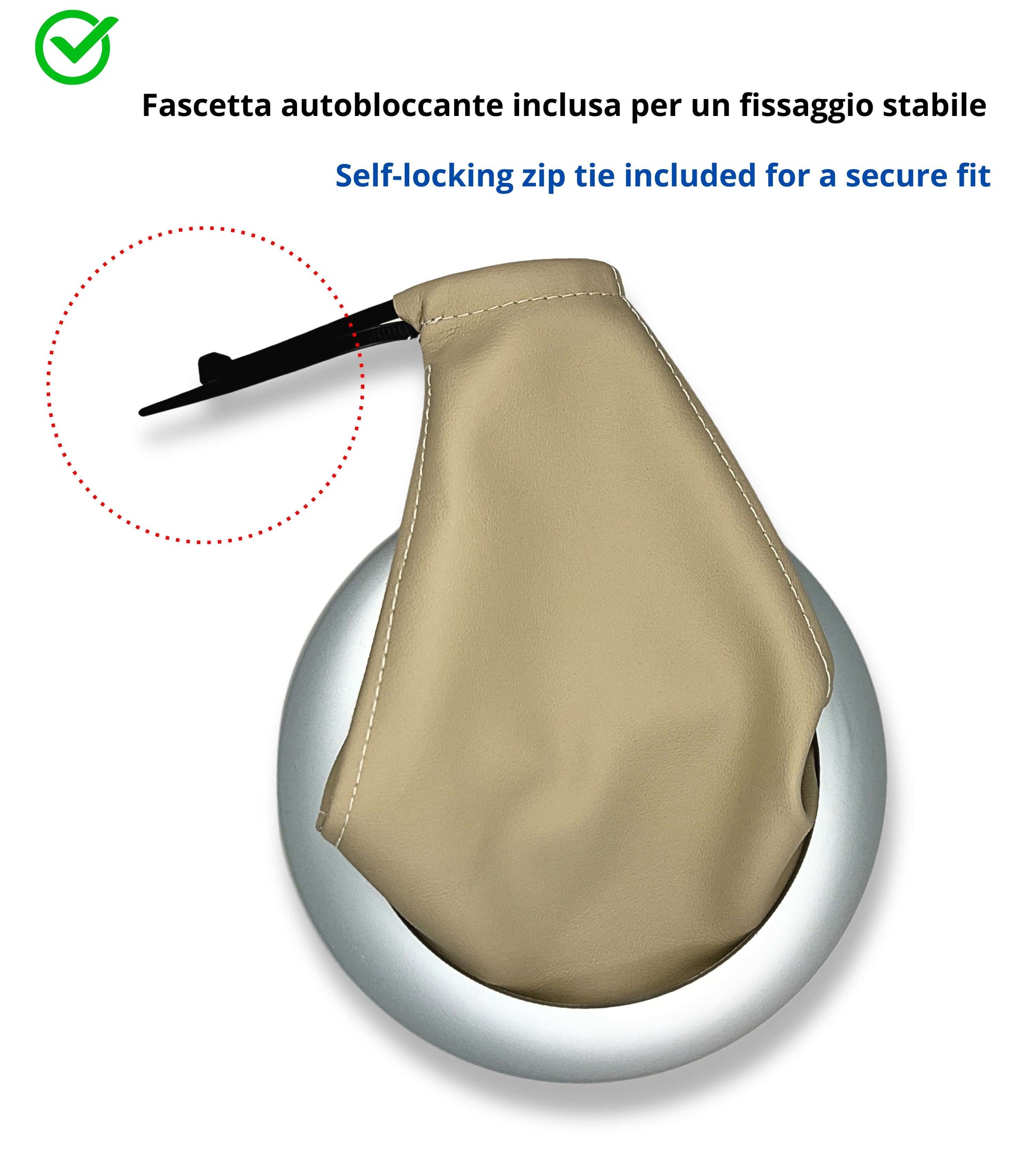 Kit Cuffia Beige Cambio con Cornice Argento e Ghiera di Ritenzione, Compatibile con Renault Megane Ii 2002-2009