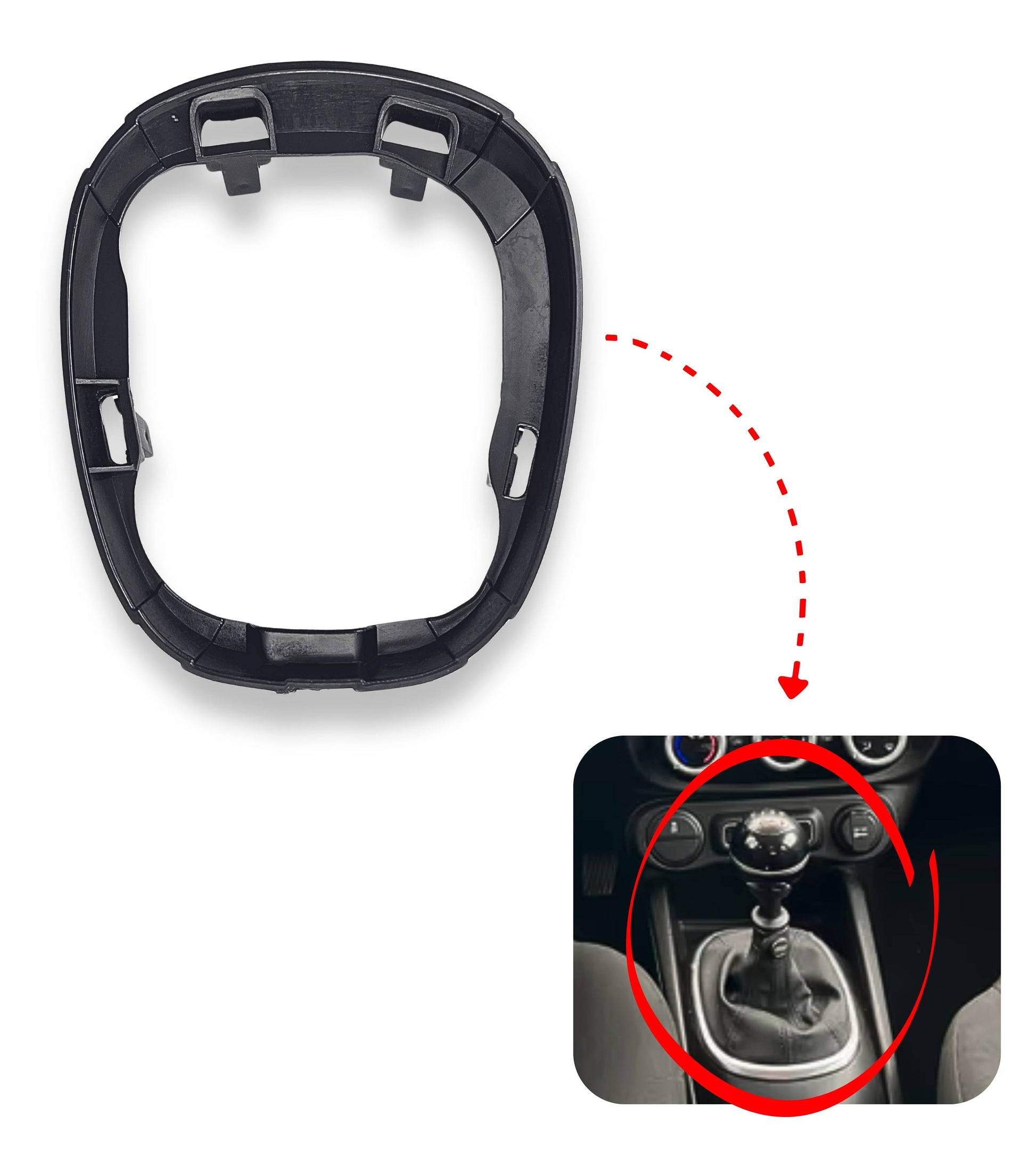 Manual Gear Shift Lever Retention Ring, Inner Frame Lower Bezel Compatible with Fiat 500L 2012-2017, OEM 735576477