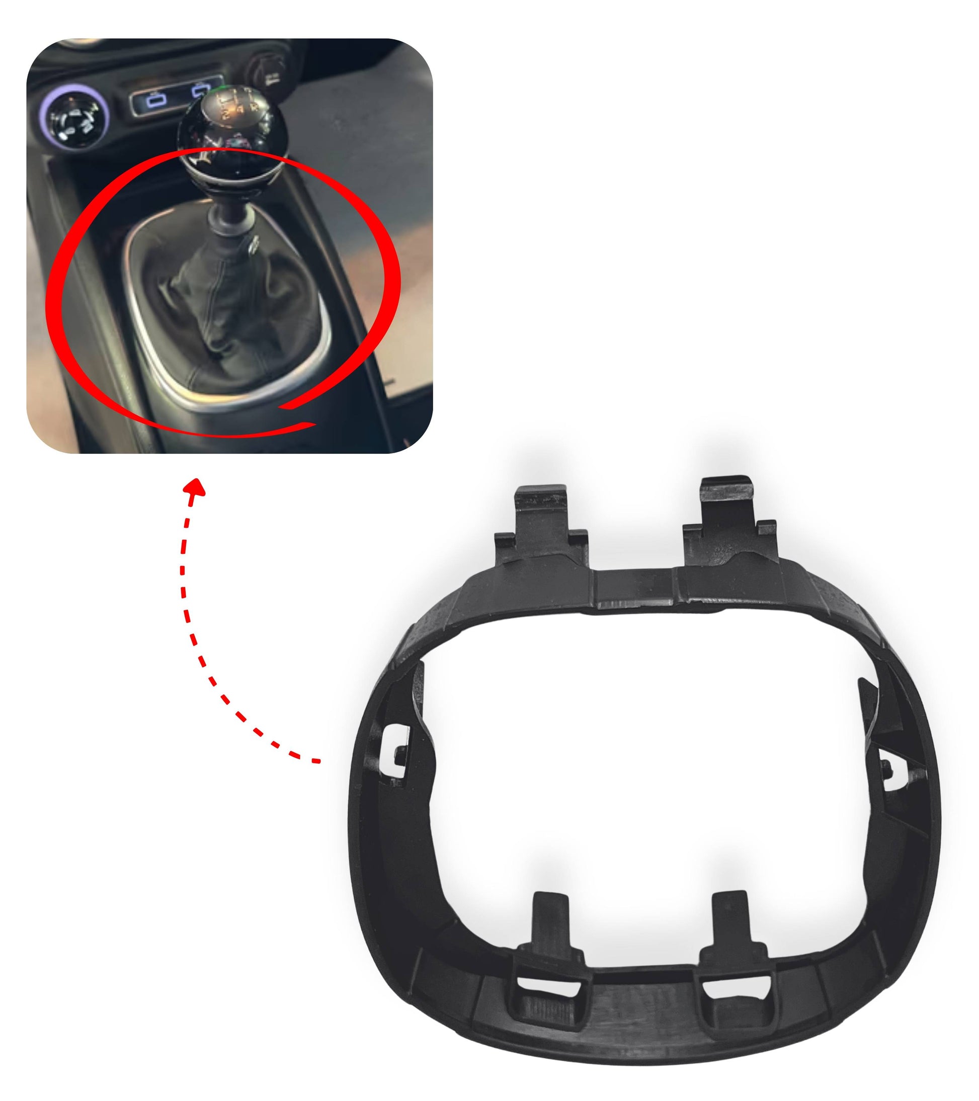 Manual Gear Shift Lever Retention Ring, Inner Frame Lower Bezel Compatible with Fiat 500L 2012-2017, OEM 735576477