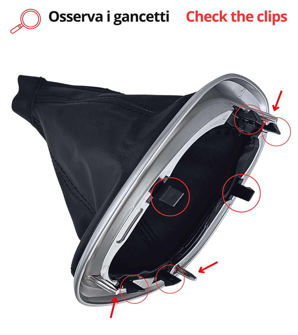 Satin Silver Outer Frame Boot with Retention Ring Compatible with Fiat 500L 2012-2017 | Manual Gear Shift Lever, OEM 735576477 
