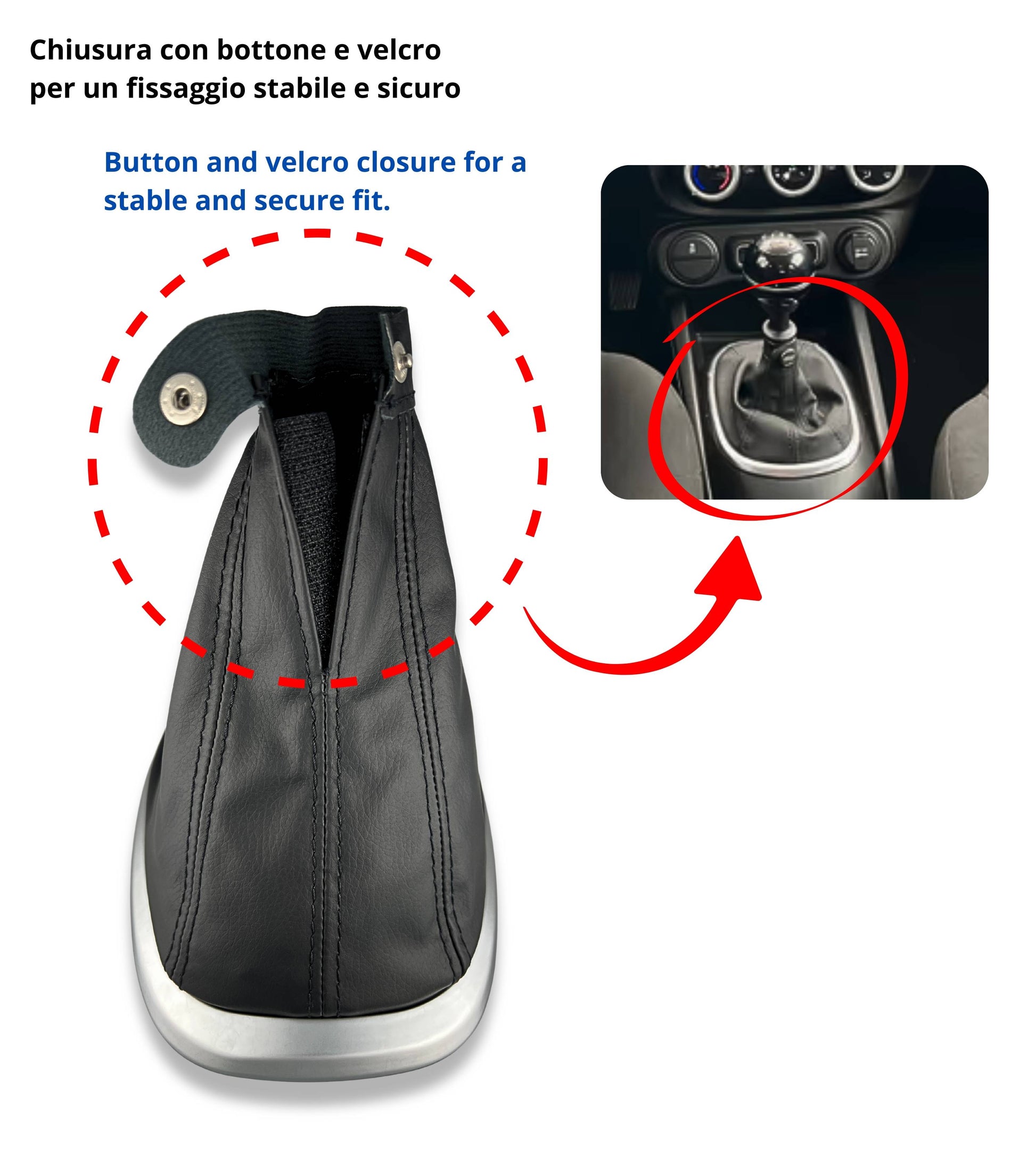 Satin Silver Outer Frame Boot with Retention Ring Compatible with Fiat 500L 2012-2017 | Manual Gear Shift Lever, OEM 735576477 