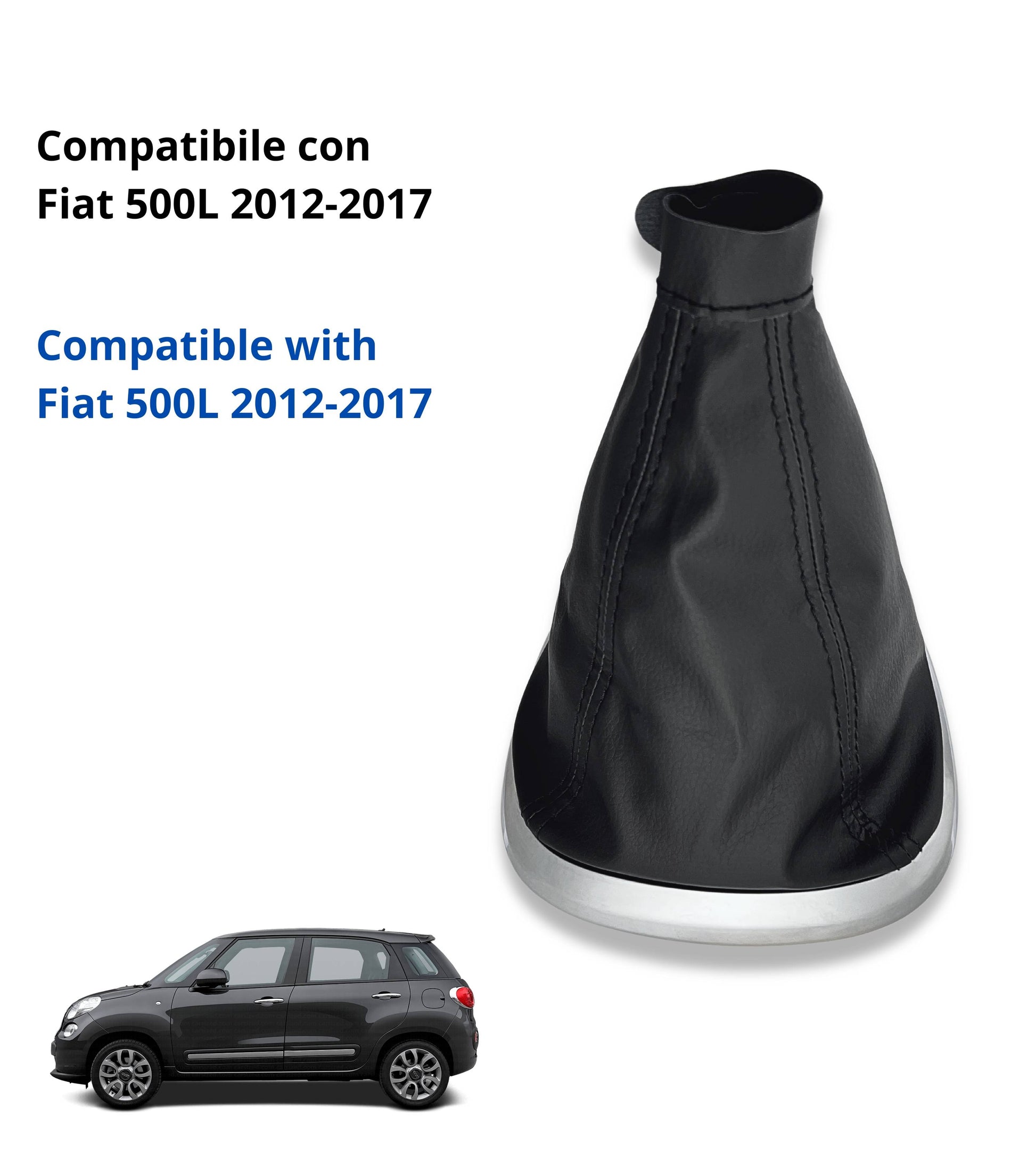 Satin Silver Outer Frame Boot with Retention Ring Compatible with Fiat 500L 2012-2017 | Manual Gear Shift Lever, OEM 735576477 