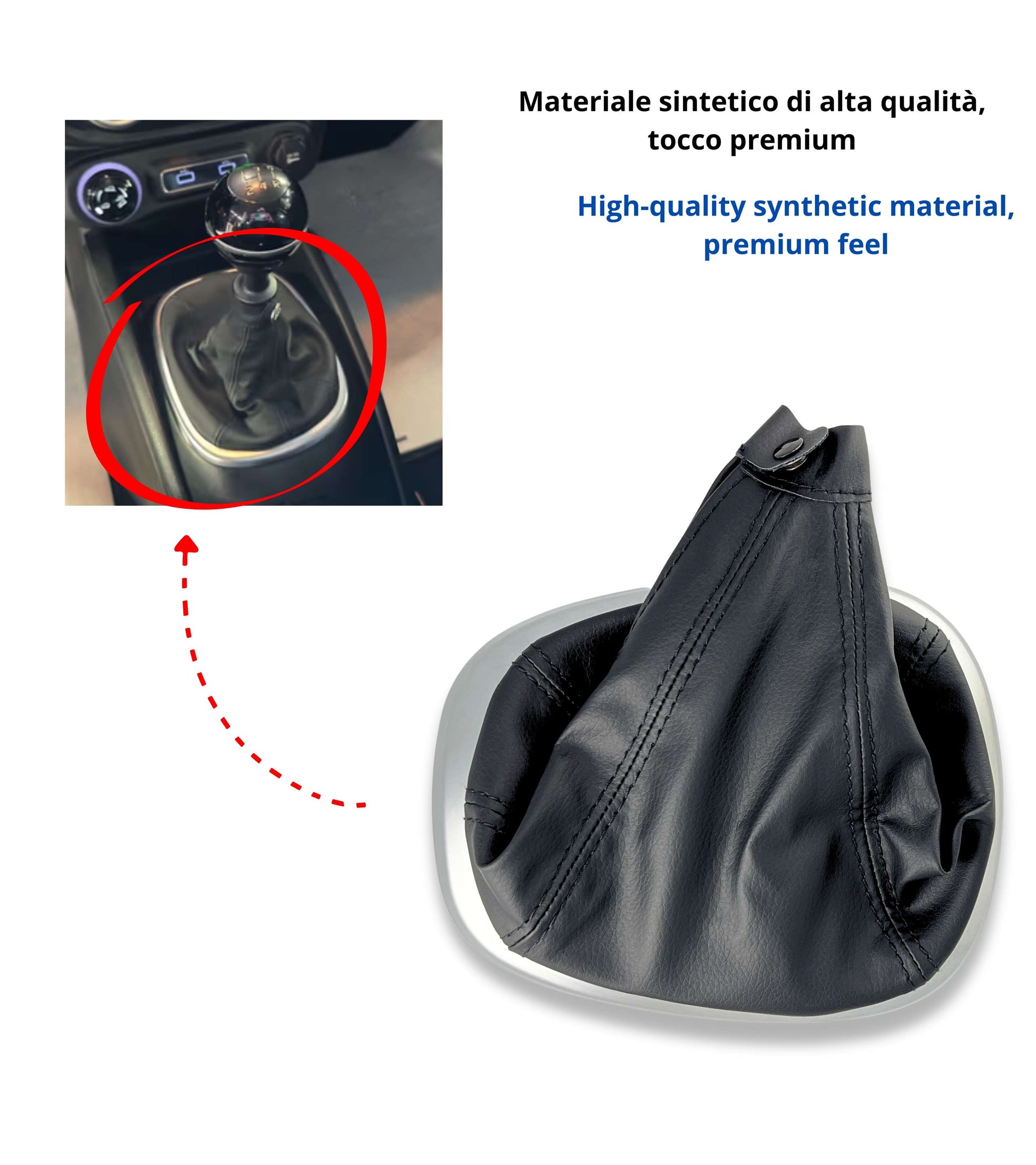 Satin Silver Outer Frame Boot with Retention Ring Compatible with Fiat 500L 2012-2017 | Manual Gear Shift Lever, OEM 735576477 