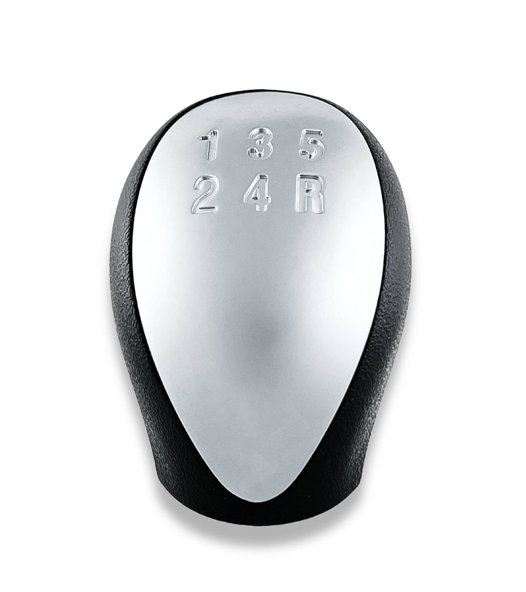 5 Speed ​​Gear Shift Knob Compatible with Lancia Ypsilon (843) 2003–2011, Satin Silver Plate, Compatible OEM 6930520