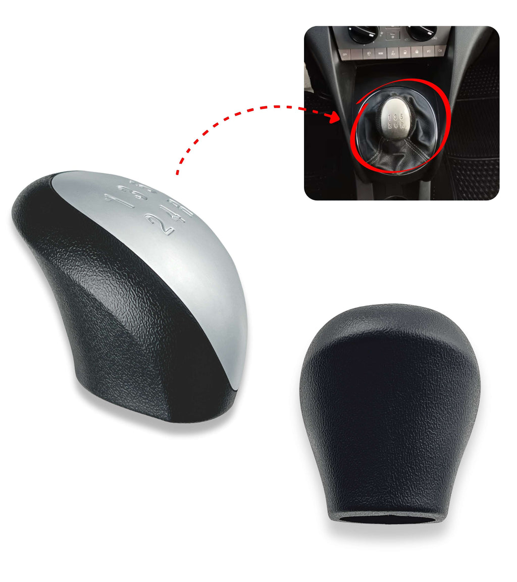 5 Speed ​​Gear Shift Knob Compatible with Lancia Ypsilon (843) 2003–2011, Satin Silver Plate, Compatible OEM 6930520