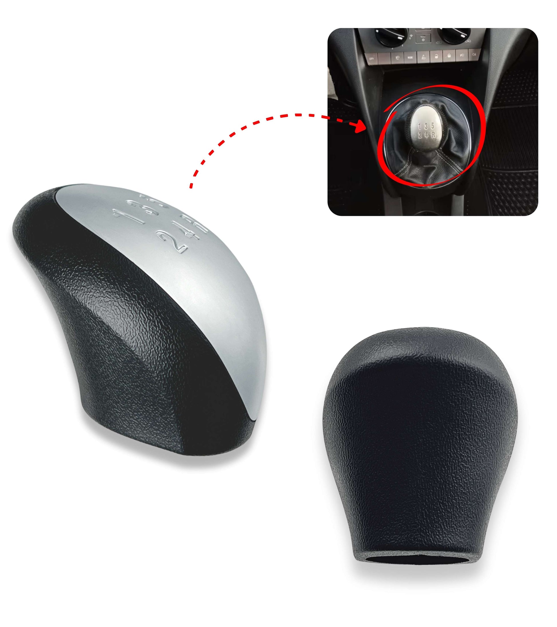 5 Speed ​​Gear Shift Knob Compatible with Lancia Ypsilon (843) 2003–2011, Satin Silver Plate, Compatible OEM 6930520