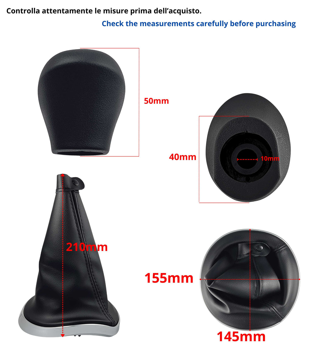 5 Speed ​​Gear Knob Kit with Boot and Frame Compatible with Lancia Ypsilon (843) 2003–2011 OEM 6930520 735442310