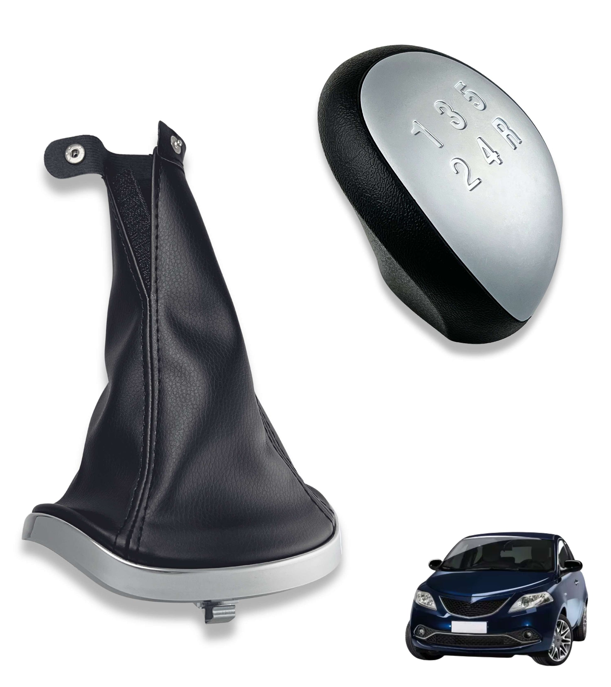 5 Speed ​​Gear Knob Kit with Boot and Frame Compatible with Lancia Ypsilon (843) 2003–2011 OEM 6930520 735442310