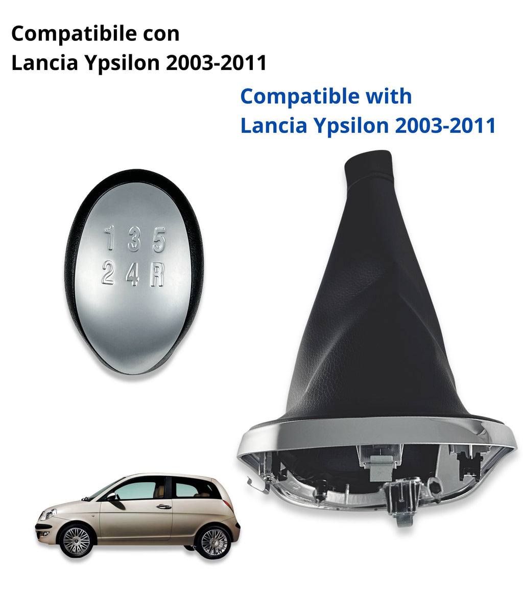 5 Speed ​​Gear Knob Kit with Boot and Frame Compatible with Lancia Ypsilon (843) 2003–2011 OEM 6930520 735442310