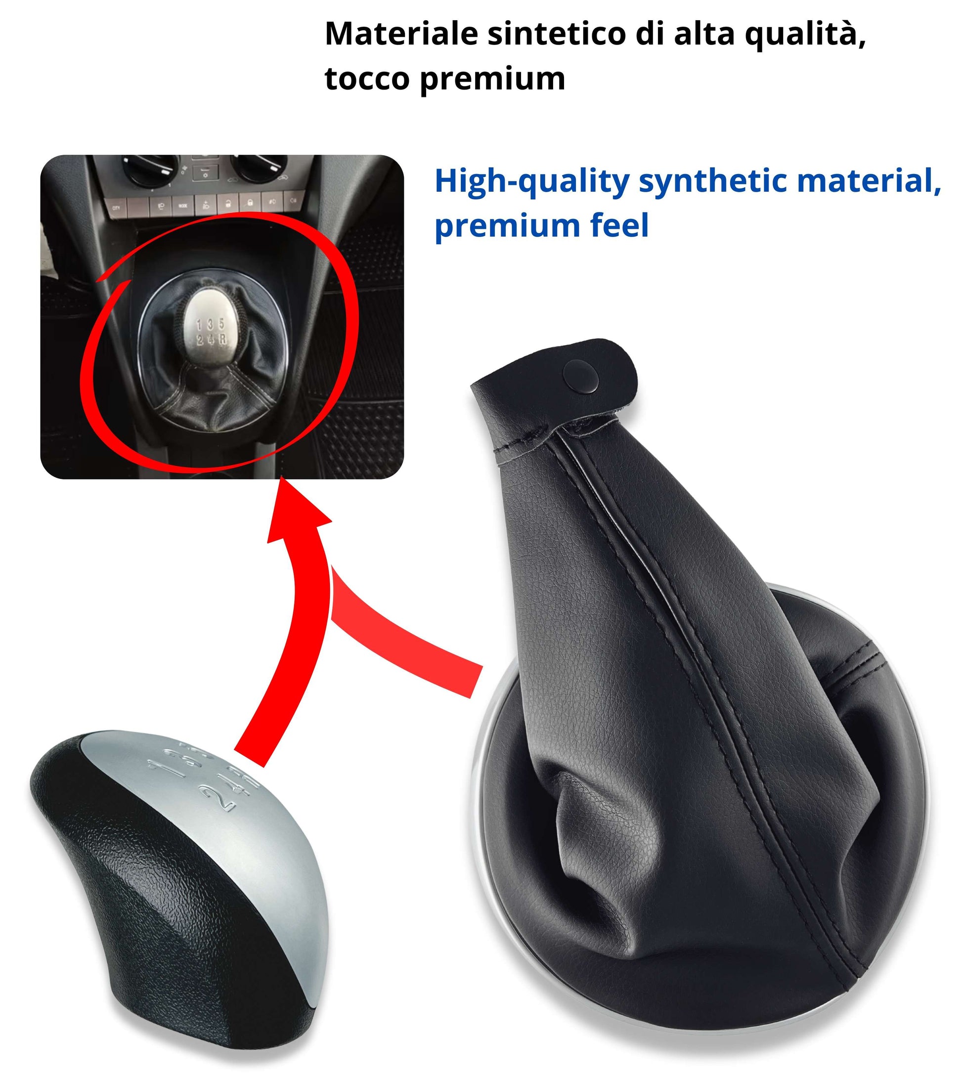 5 Speed ​​Gear Knob Kit with Boot and Frame Compatible with Lancia Ypsilon (843) 2003–2011 OEM 6930520 735442310