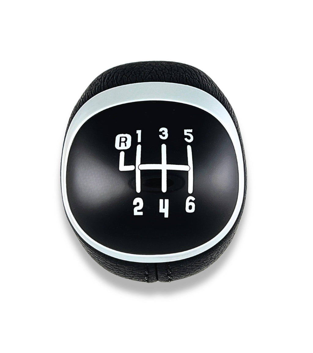 6 Speed ​​Gear Shift Knob Compatible with Fiat 500L 2012–2017 OEM 50293969 46314754 Black Lens Silver Metal Hole Reverse Top Left